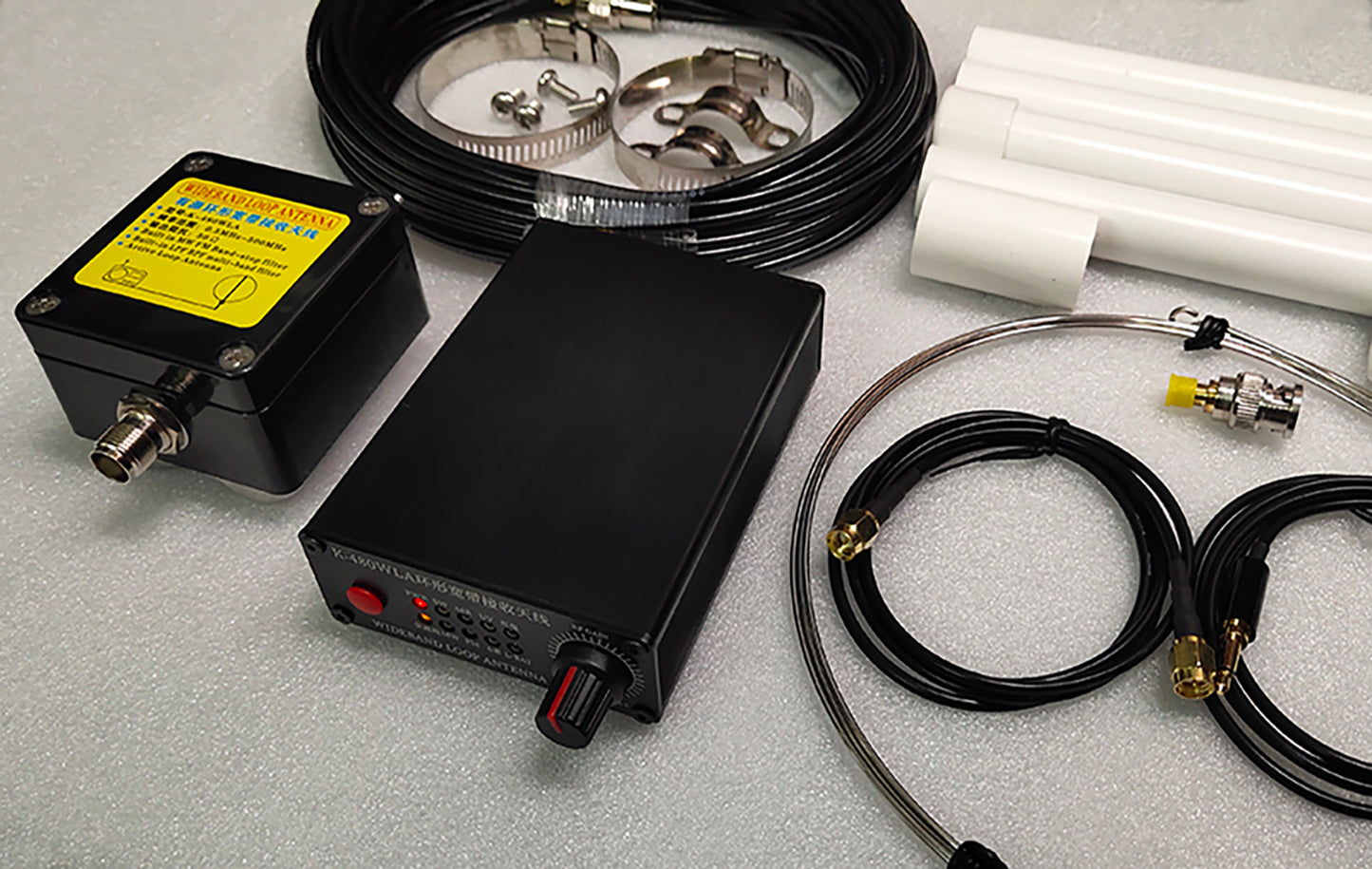 K-480WLA Portable Shortwave Radio Active Loop Antenna 0.5MHz-500MHz Full Band Radio Antenna LW/MW/SW/FM/VHF/HF/Air 6 Meters 30dBi SDR Ham Radio Antenna with 1800mAh Battery(Built-in Filter)