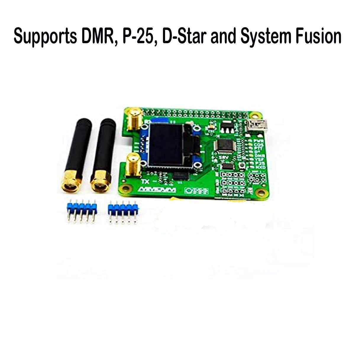 MMDVM Duplex Hotspot Module Dual Hat V1.5.2 Support P25 DMR YSF NXDN DMR Slot 1 + Slot 2 for Raspberry pi with USB Port (with OLED)
