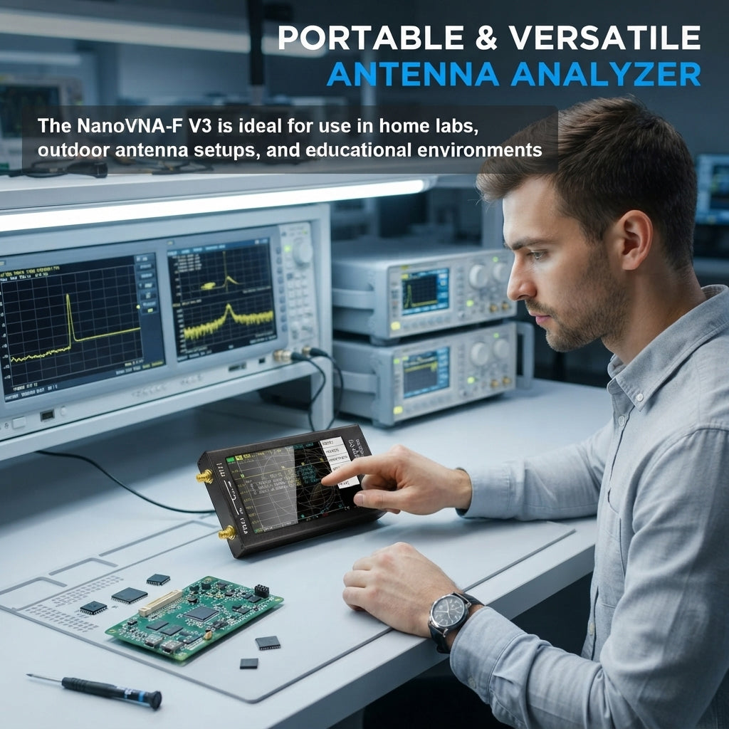 NanoVNA-F V3 Vector Network Analyzer, 4.3" Touchscreen 1MHz–6GHz Supports S11/S21/SWR/TDR/Smith Chart, Metal Shielding Shell, Built-in 4500mAh Battery, Compatible with NanoVNA-Saver Software