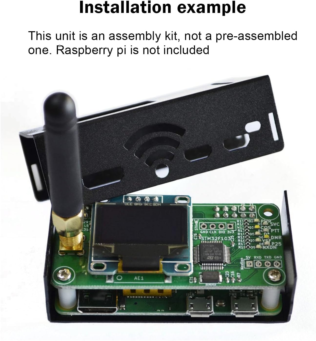 MMDVM Hotspot Board (V1.5.2) + Antenna + OLED Display Aluminium Case MMDVM Pi Hat for Raspbery Pi 3 4 3B 3B+ Zero W Zero 2W Digital Hotspot Ham Radio(Raspberry pi not Included)
