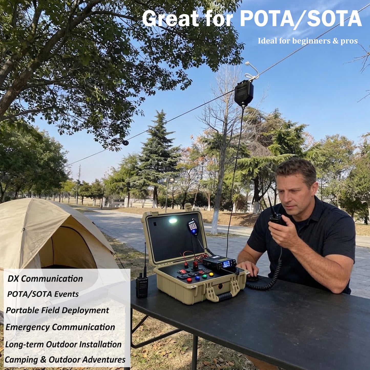 JYR4010-400W End Fed Half Wave Antenna 400W Shortwave Radio Antenna 4 Band 10m 15m 20m 40m Long Wire Antenna 1:64 Balun No Tuning