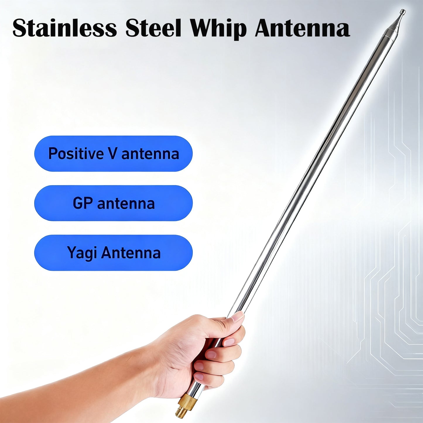 GOOZEEZOO 1pc 201 Stainless Steel Whip Antenna Pull Rod for JPC-12 HF Antenna 5m M10 External Thread Antenna(5.6 meters/16.4 ft)