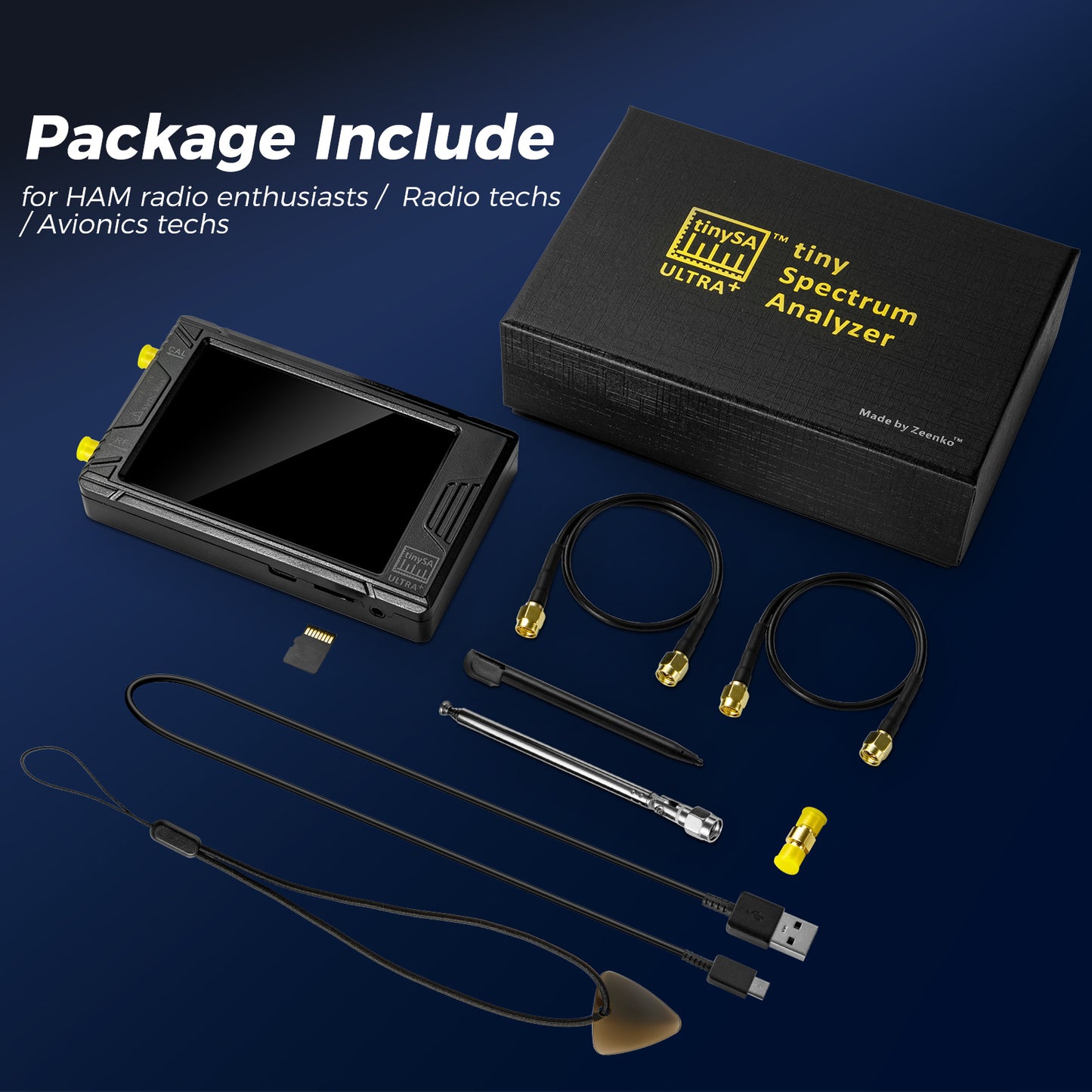 GOOZEEZOO 2025 Upgraded HW V0.5.4 TinySA Ultra+ZS407 Spectrum Analyzer, 4-inch 100kHz-7.3GHz Frequency Analyzer 2-in-1 Signal Generator 100kHz to 900MHz MF/HF/VHF UHF Input 5000mAh Battery & 32GB SD Card