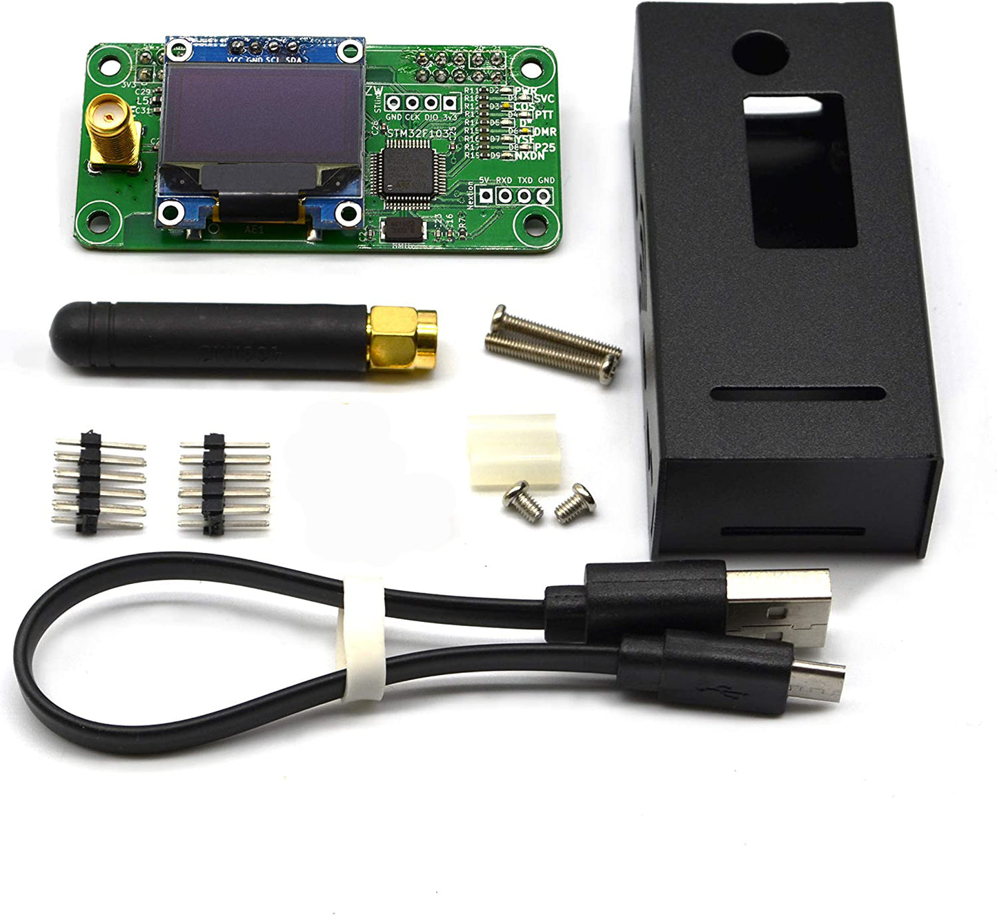 MMDVM Hotspot Board (V1.5.2) + Antenna + OLED Display Aluminium Case MMDVM Pi Hat for Raspbery Pi 3 4 3B 3B+ Zero W Zero 2W Digital Hotspot Ham Radio(Raspberry pi not Included)