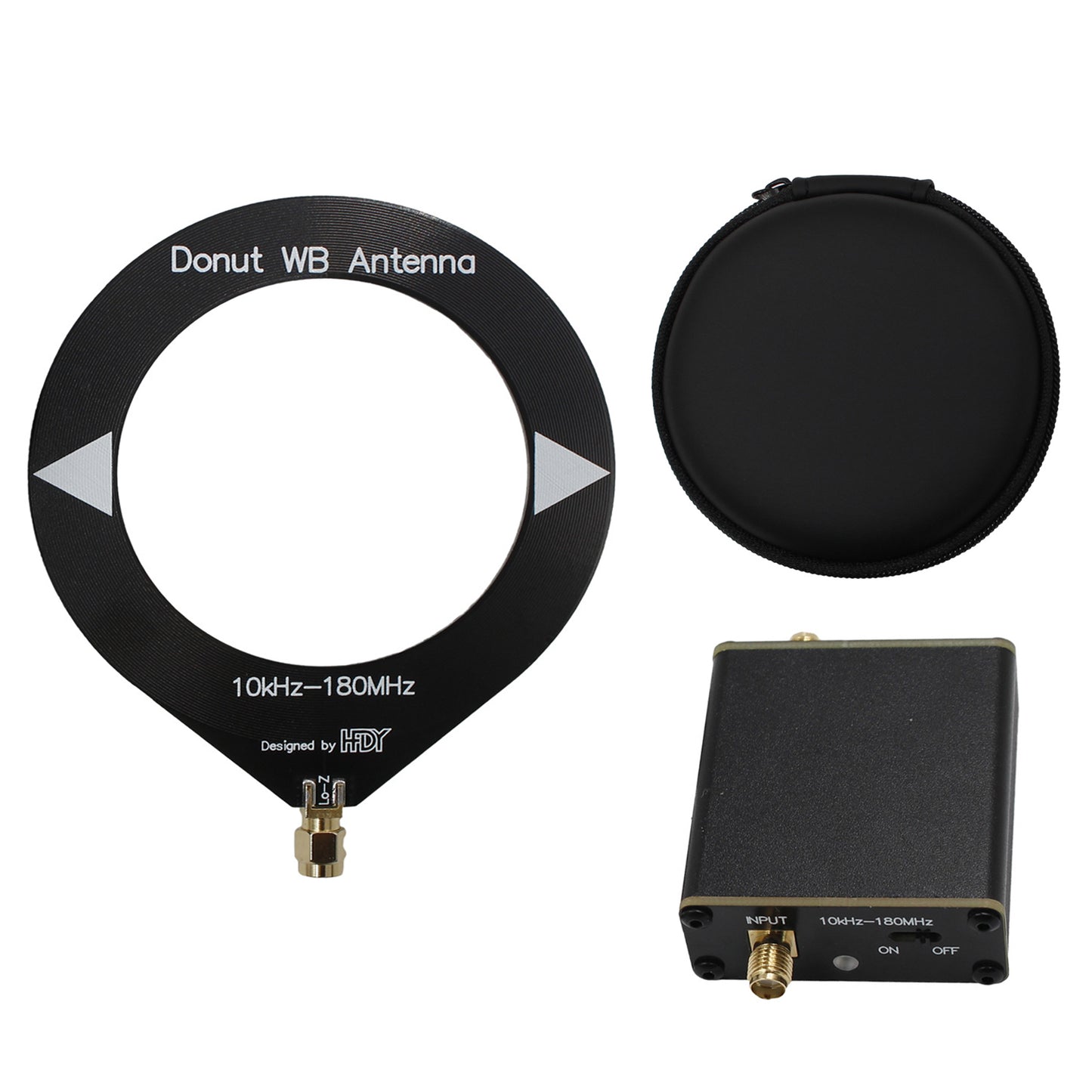 Donut WB Antenna, GOOZEEZOO 10KHz - 180MHz Mini Loop Antenna for Ham Radio Suitable for All Models of Radios, Walkie Talkies, SDR with Low Impedance Converter Built-in 600mAh Battery
