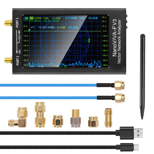 Upgraded NanoVNA-F V3 Vector Network Analyzer 1MHz–6GHz Antenna Analyzer HF VHF UHF VNA Measuring S-Parameters Voltage Standing Wave Ratio Phase Delay Smith Chart 4.3 inch Screen & 4500mAh