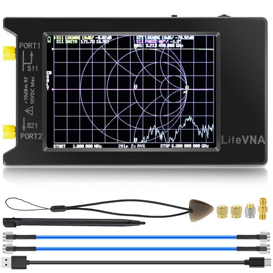 Upgraded NanoVNA Vector Network Analyzer 50kHz-6.3GHz 4 inch Antenna Analyzer with MicroSD Slot, Support Data Storage Measure S Parameters HF SWR Phase Delay Smith Chart