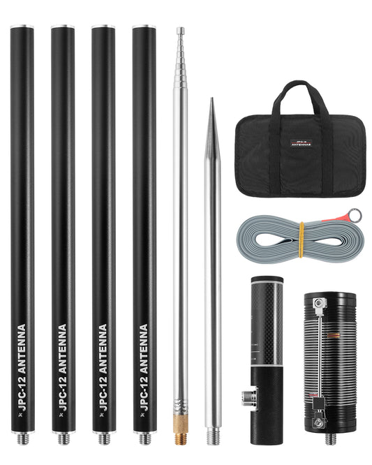 JPC-12 HF Antennas for Ham Radio with Slide Regulator 7MHz-50MHz All Band Hf Vertical Antenna 40m-6m 8 Bands for Outdoor 4.1 Meter(13.5Ft) (M10)