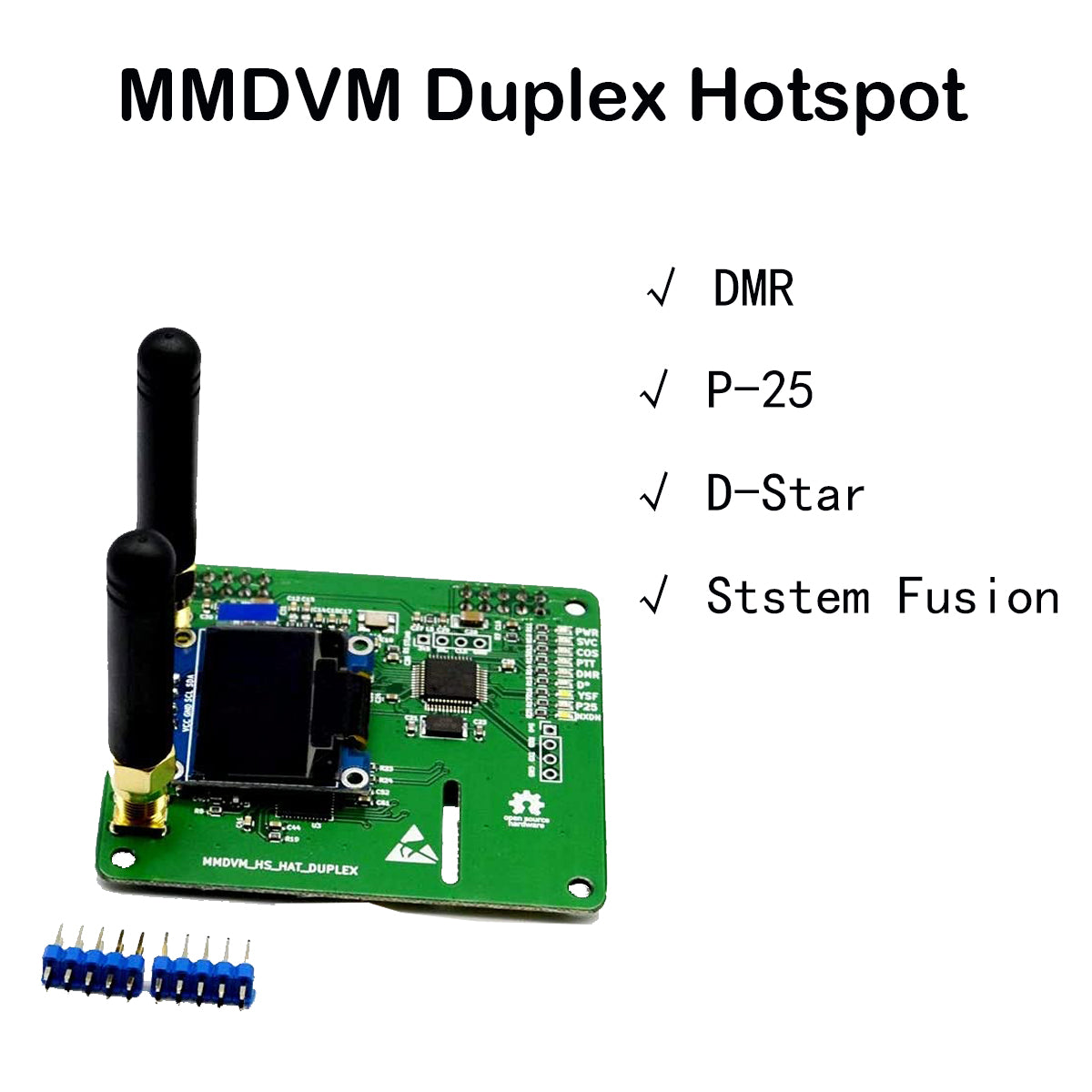 MMDVM Duplex Hotspot Module Dual Hat with 0.96 OLED Display V1.47 Support P25 DMR YSF NXDN DMR Slot 1 + Slot 2 for Raspberry pi (with OLED)