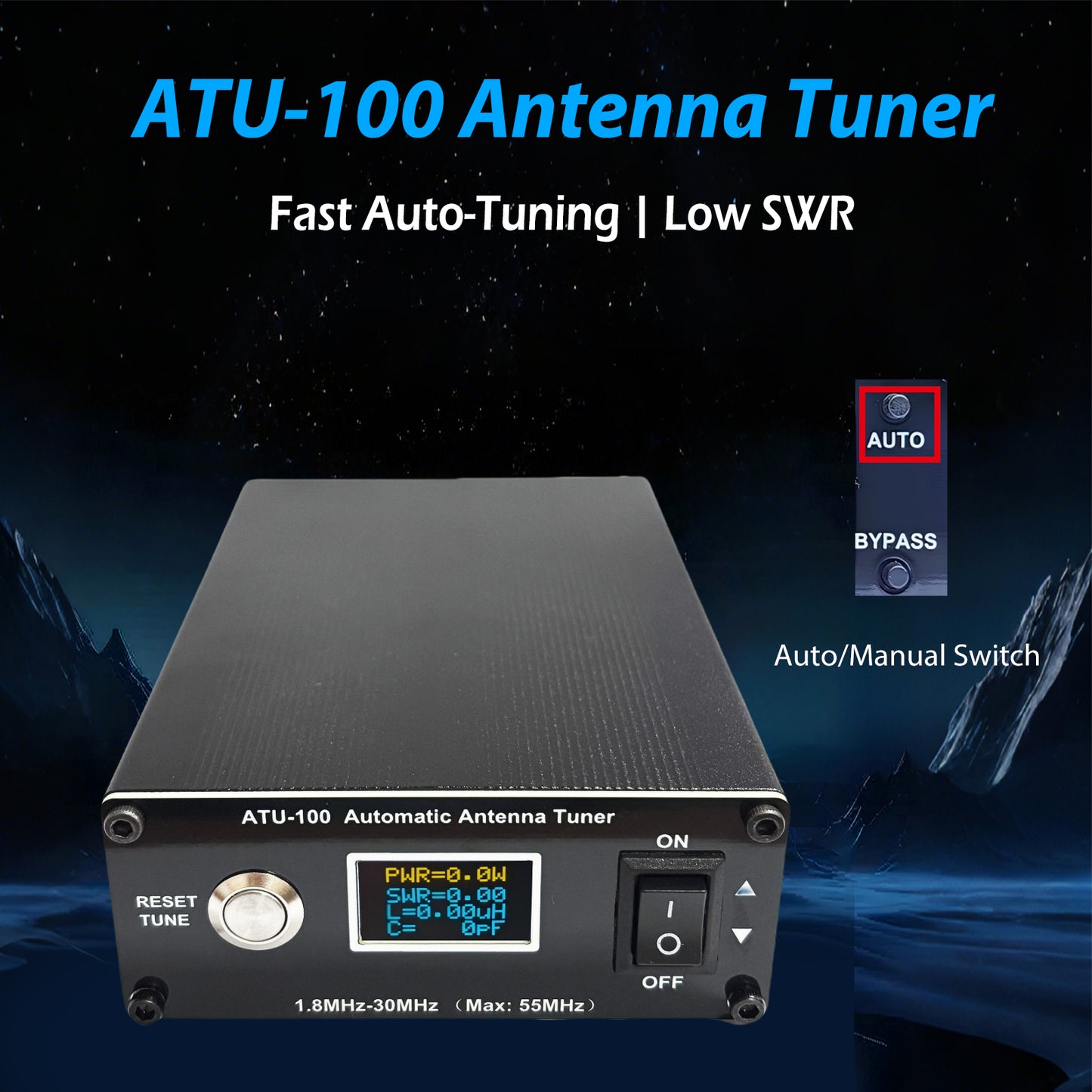 GOOZEEZOO V3.2 ATU-100 EXT Automatic Antenna Tuner for Ham Radio – 1.8-55MHz, Low SWR Tuner, Impedance Matching, Compact Design, Works with Amateur Radio Equipment, Ideal for POTA/SOTA/DX