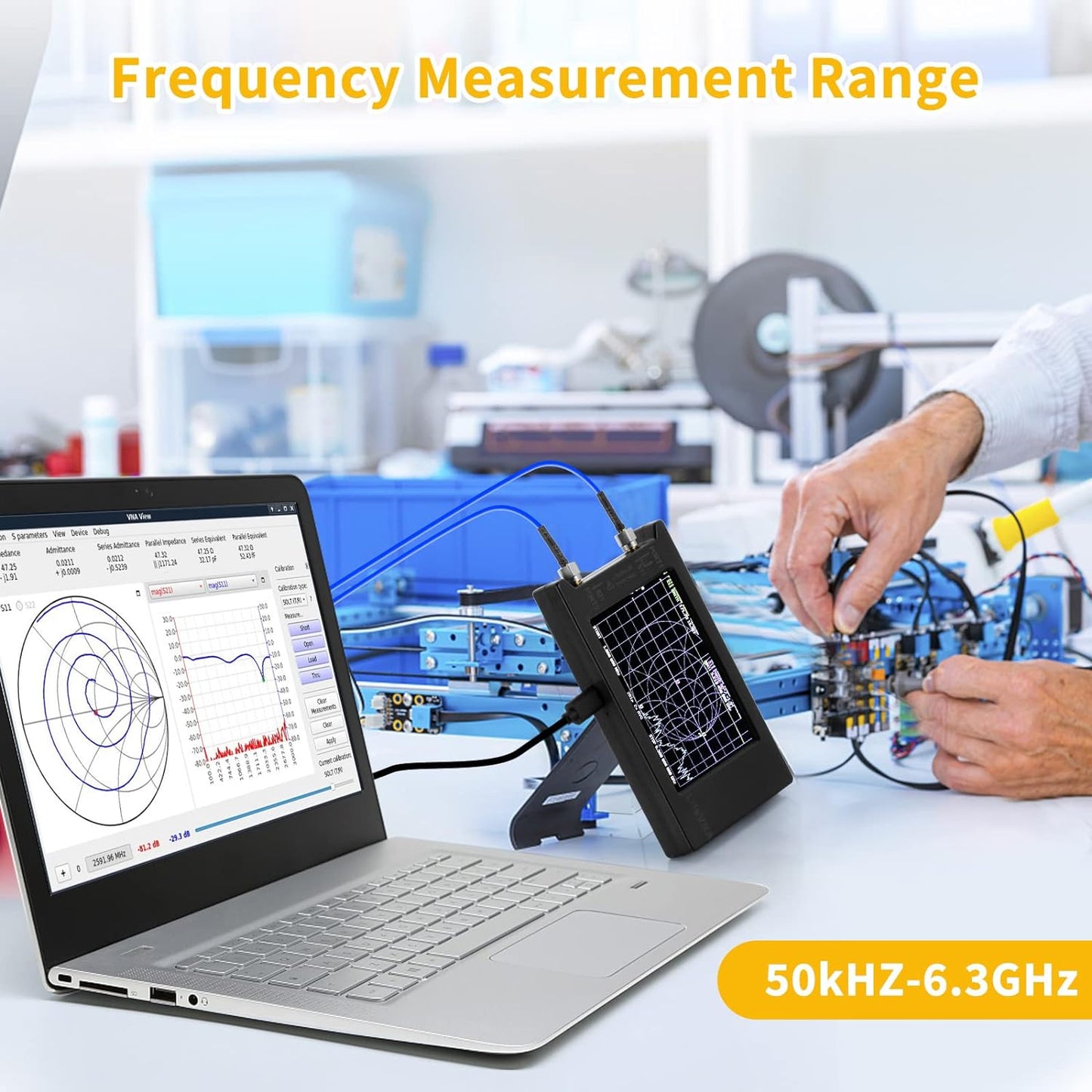 Upgraded NanoVNA Vector Network Analyzer 50kHz-6.3GHz 4 inch Antenna Analyzer with MicroSD Slot, Support Data Storage Measure S Parameters HF SWR Phase Delay Smith Chart