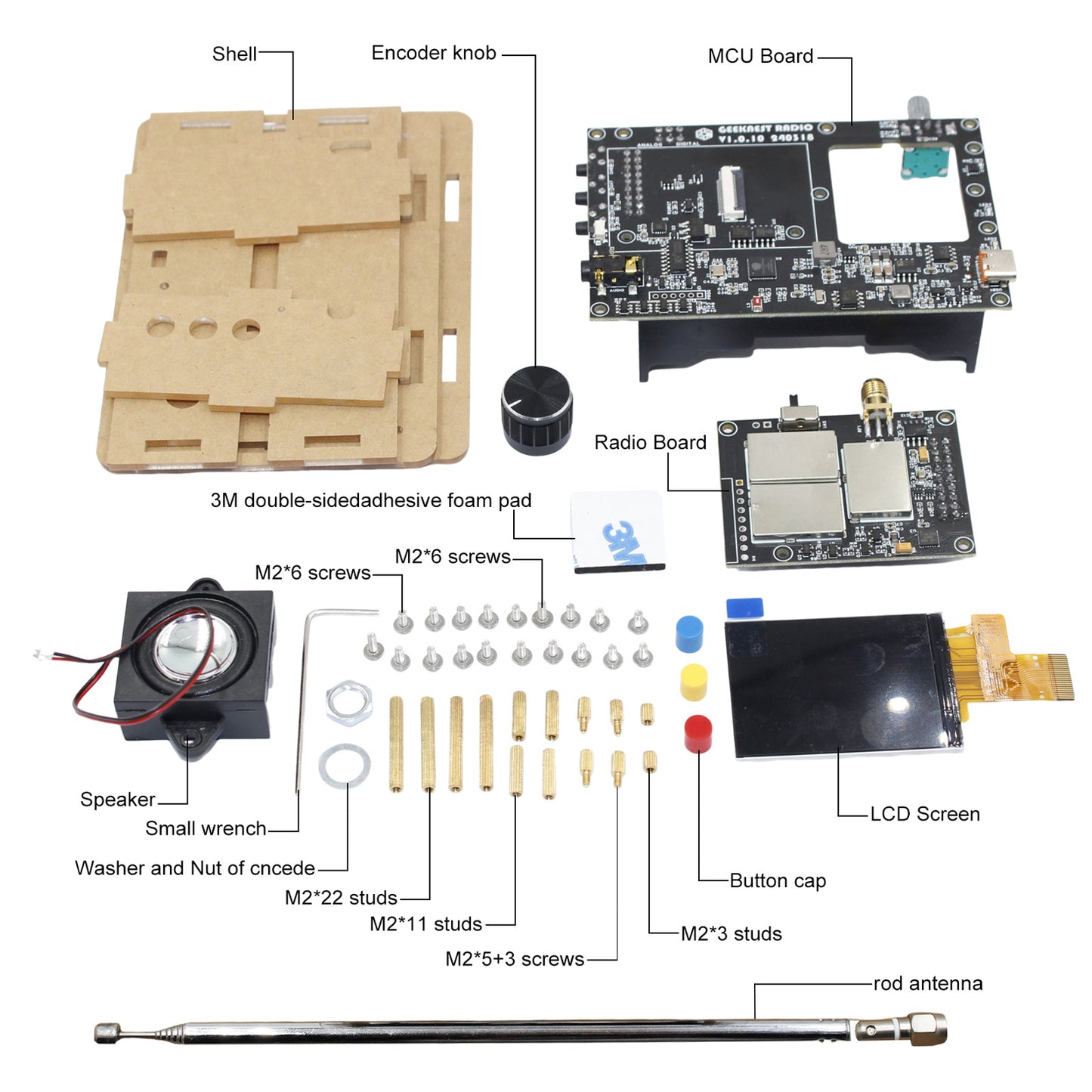 DIY Radio Kit Portable Shortwave Radio Receiver FM AM MW SW Air SSB LSB USB Full Band Radio Receiver for Hams with AM/SW Donut Antenna & Hi-Z Amplifier