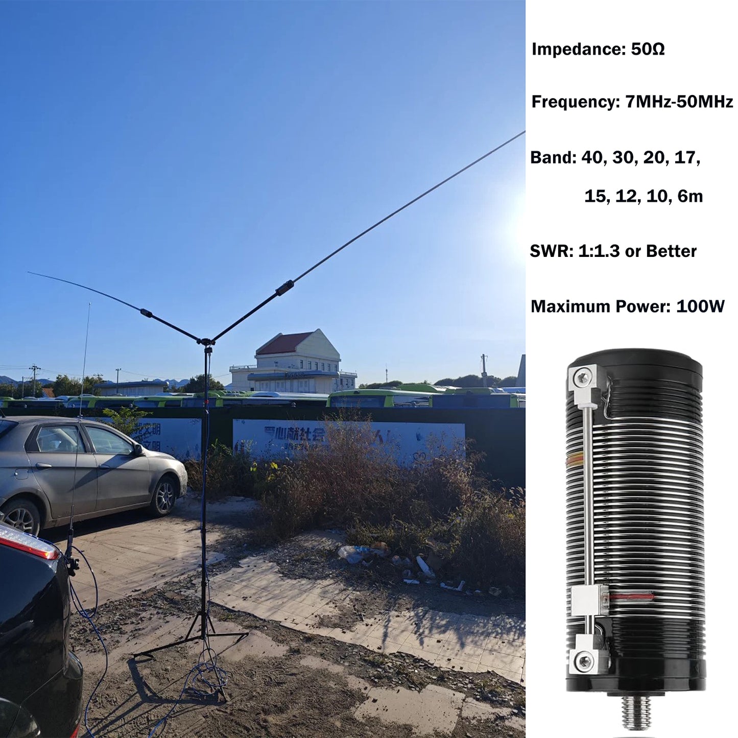 JPC-7 HF Antennas for Ham Radio with Slide Regulator 7MHz-50MHz All Band Hf Vertical Antenna 100W for Outdoor/Balcony/Trip