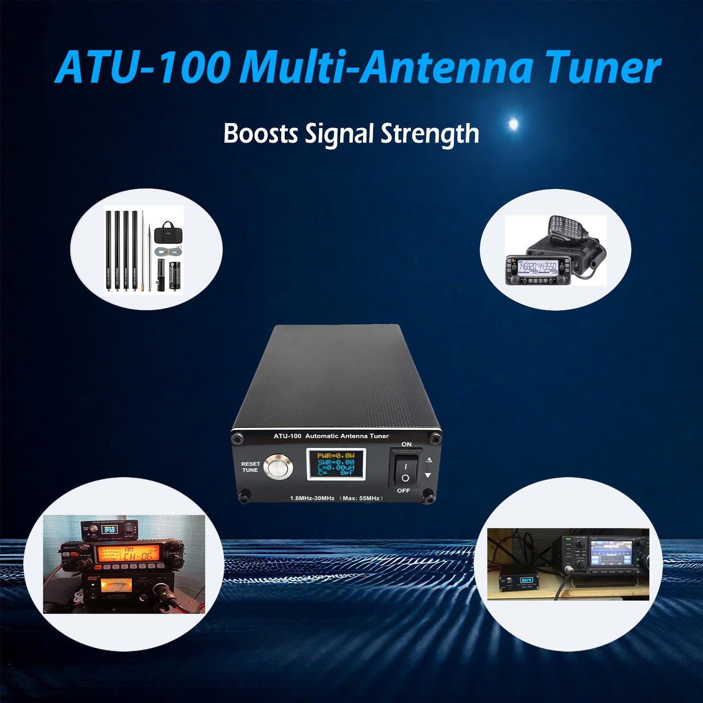 GOOZEEZOO V3.2 ATU-100 EXT Automatic Antenna Tuner for Ham Radio – 1.8-55MHz, Low SWR Tuner, Impedance Matching, Compact Design, Works with Amateur Radio Equipment, Ideal for POTA/SOTA/DX