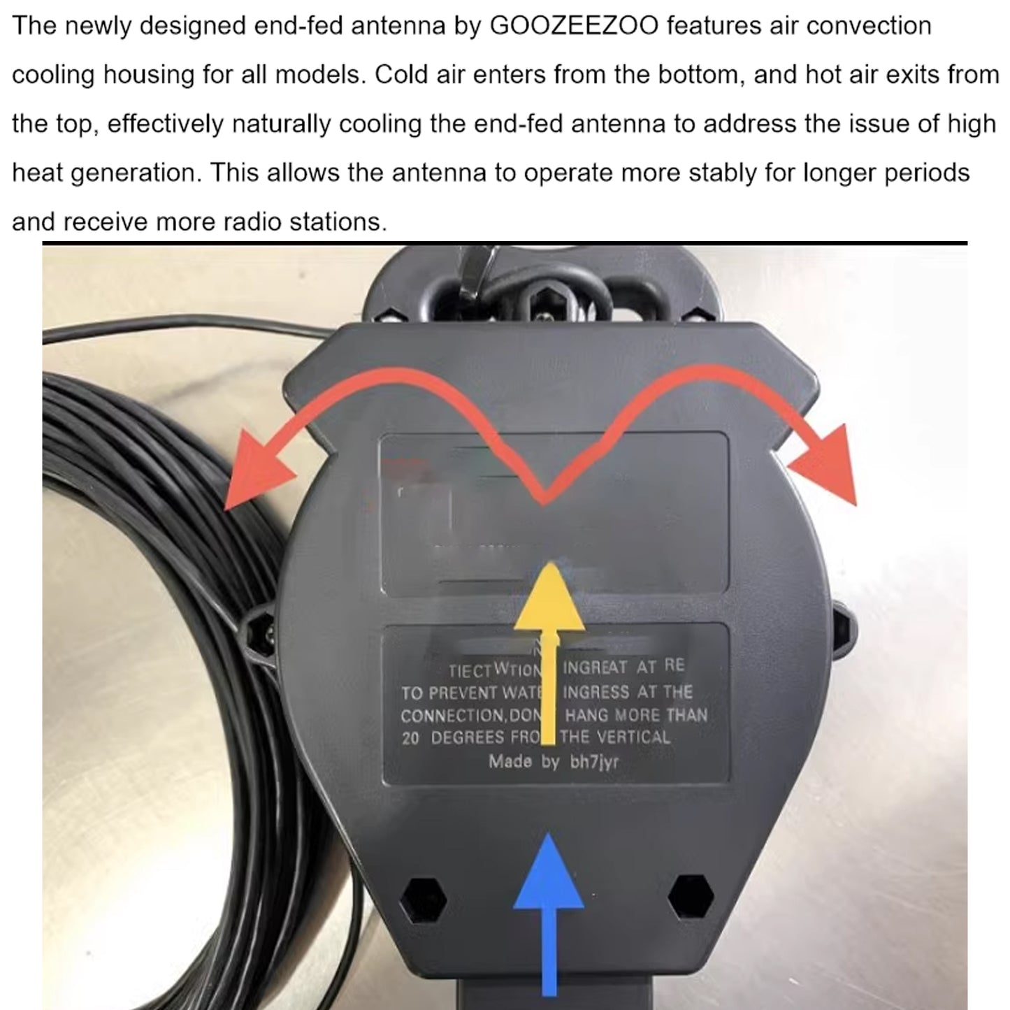 GOOZEEZOO JYR4010-1000W End Fed Half Wave Antenna, 1000W Shortwave Radio Antenna, 4 Band 10m 15m 20m 40m Long Wire Antenna, 1:64 Balun No Tuning
