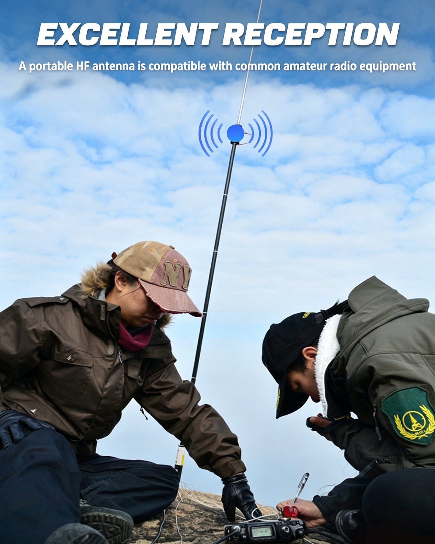 JPC-12 HF Antennas for Ham Radio 7-50MHz All Band HF Vertical Antenna with Low SWR 40m-6m 8 Bands Easy Setup for POTA/Field Day for Outdoor 4.1 Meter(13.5Ft)