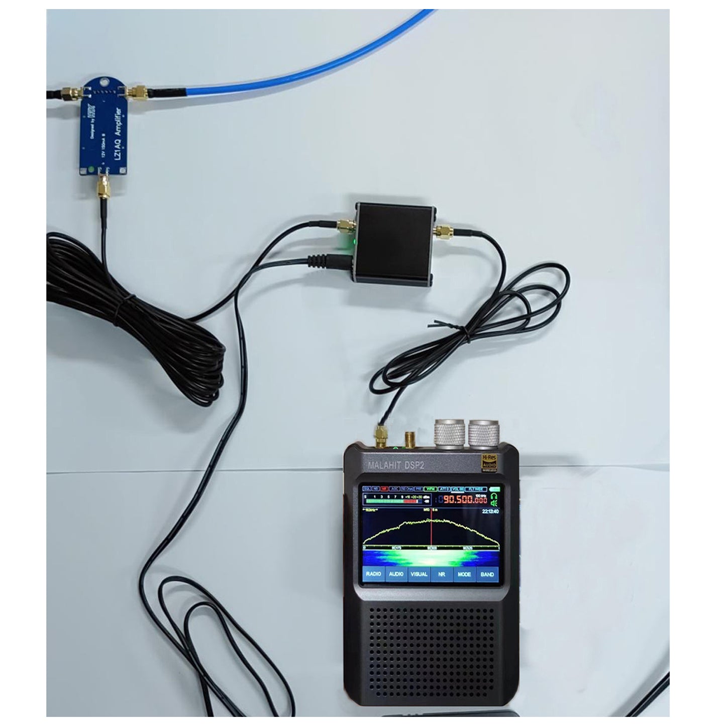 Portable Active Loop Antenna, GOOZEEZOO HFDY Shortwave Antenna 50KHz-500MHz HF AM FM VHF UHF Magnetic Loop Receiving Antenna for Ham Radio (with Improved Amplifier)