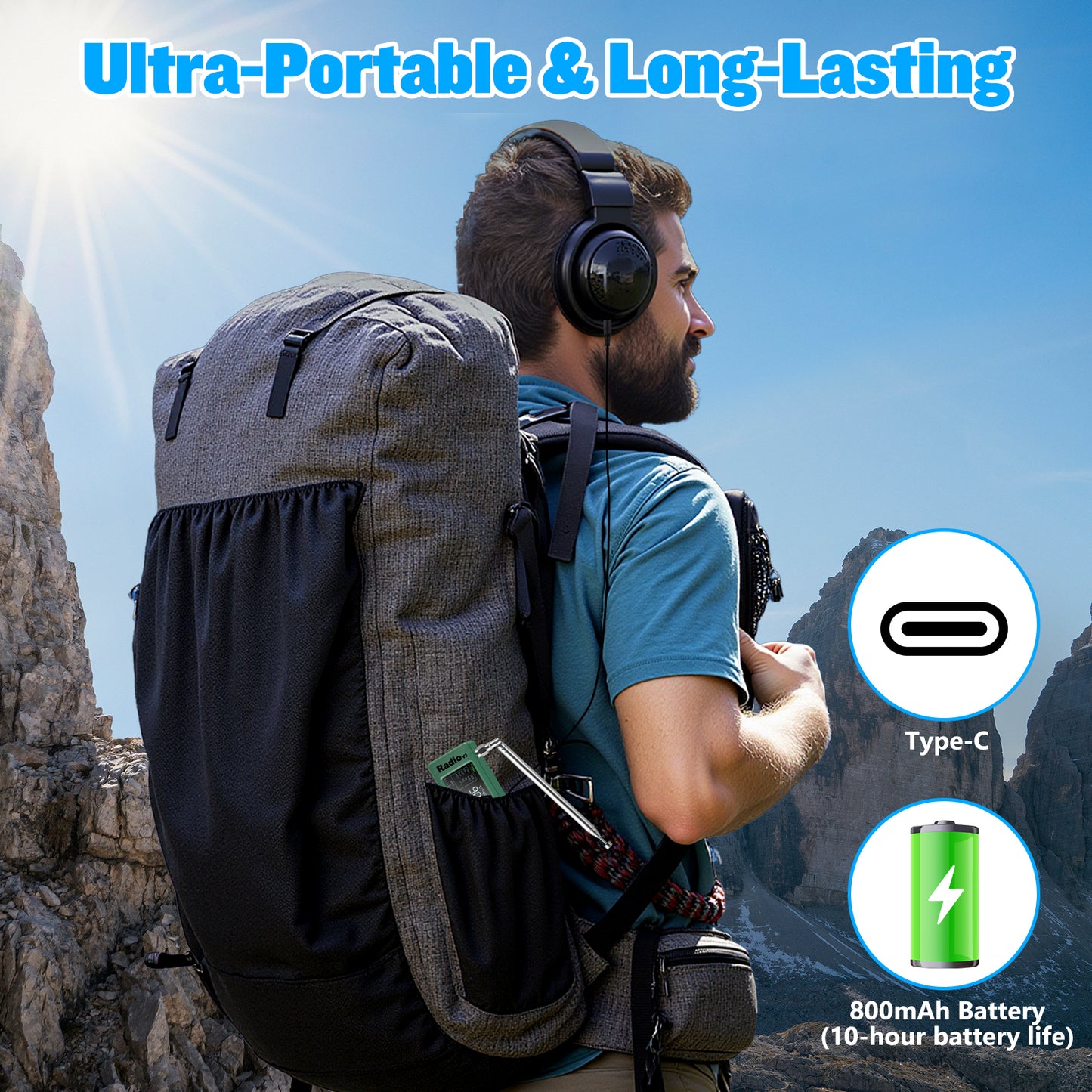 GOOZEEZOO Si4732-ESP32 V3 Mini Radio Pocket Shortwave Radio Receiver | Mode: AM/FM/LSB/USB Band: HF SW MW VHF All Band Radio Receiver | 800mAh Battery for Outdoor Adventures, Travel, and Daily Use