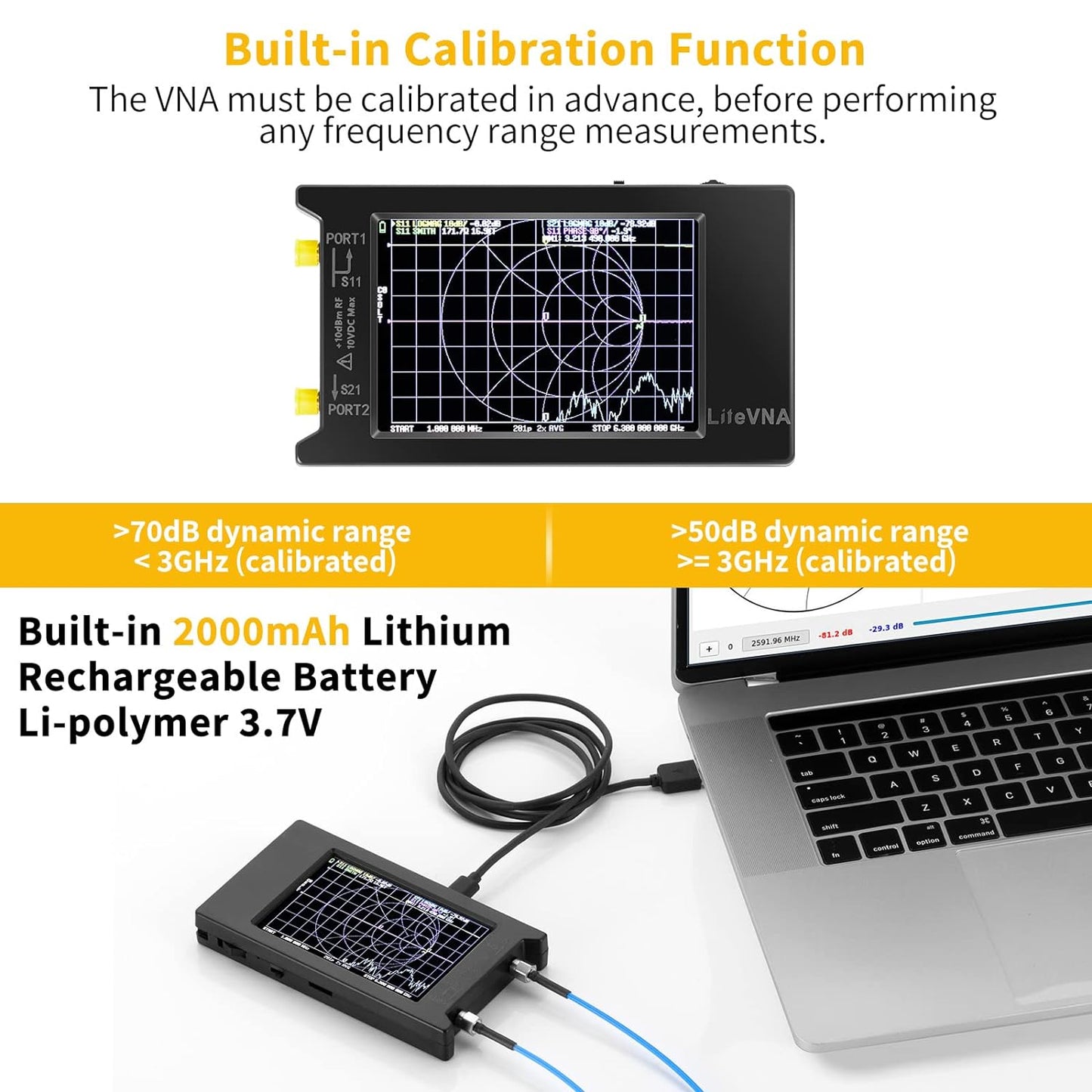 Upgraded NanoVNA Vector Network Analyzer 50kHz-6.3GHz 4 inch Antenna Analyzer with MicroSD Slot, Support Data Storage Measure S Parameters HF SWR Phase Delay Smith Chart