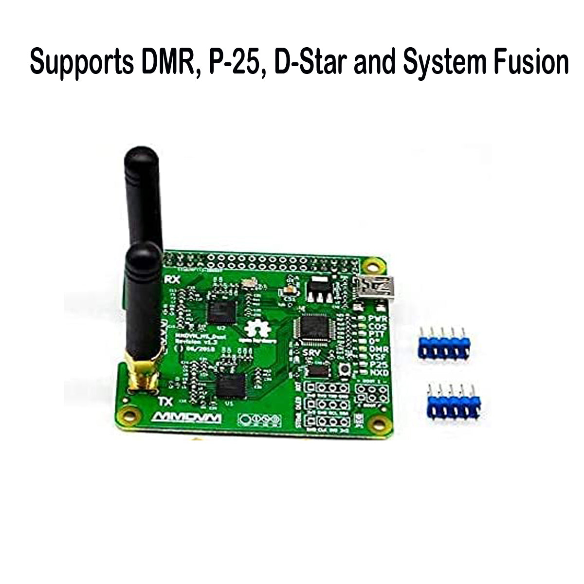 MMDVM Duplex Hotspot Module Dual Hat V1.5.2 Support P25 DMR YSF NXDN DMR Slot 1 + Slot 2 for Raspberry pi with USB Port (Without OLED)