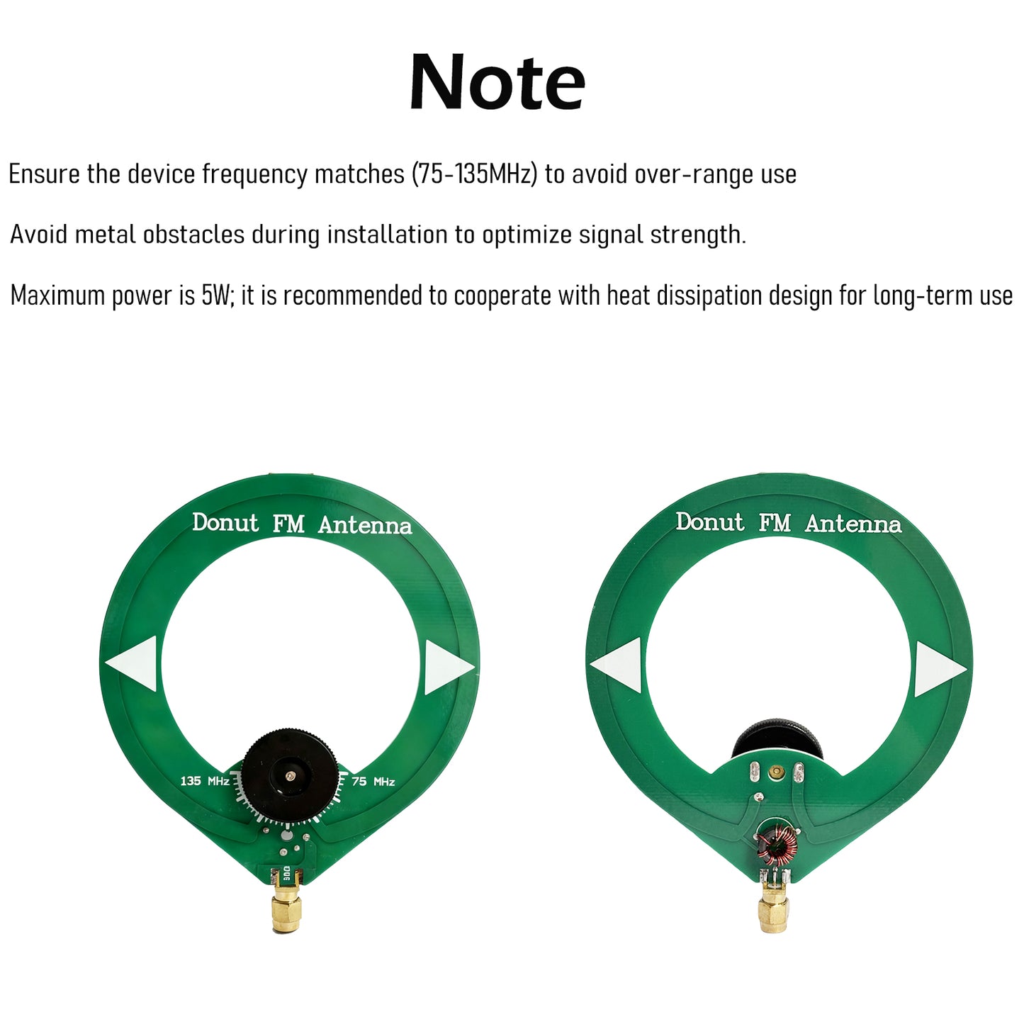 GOOZEEZOO Donut FM Mini Loop Antenna 75MHz-135MHz SMA Male Connector, 5W High Power