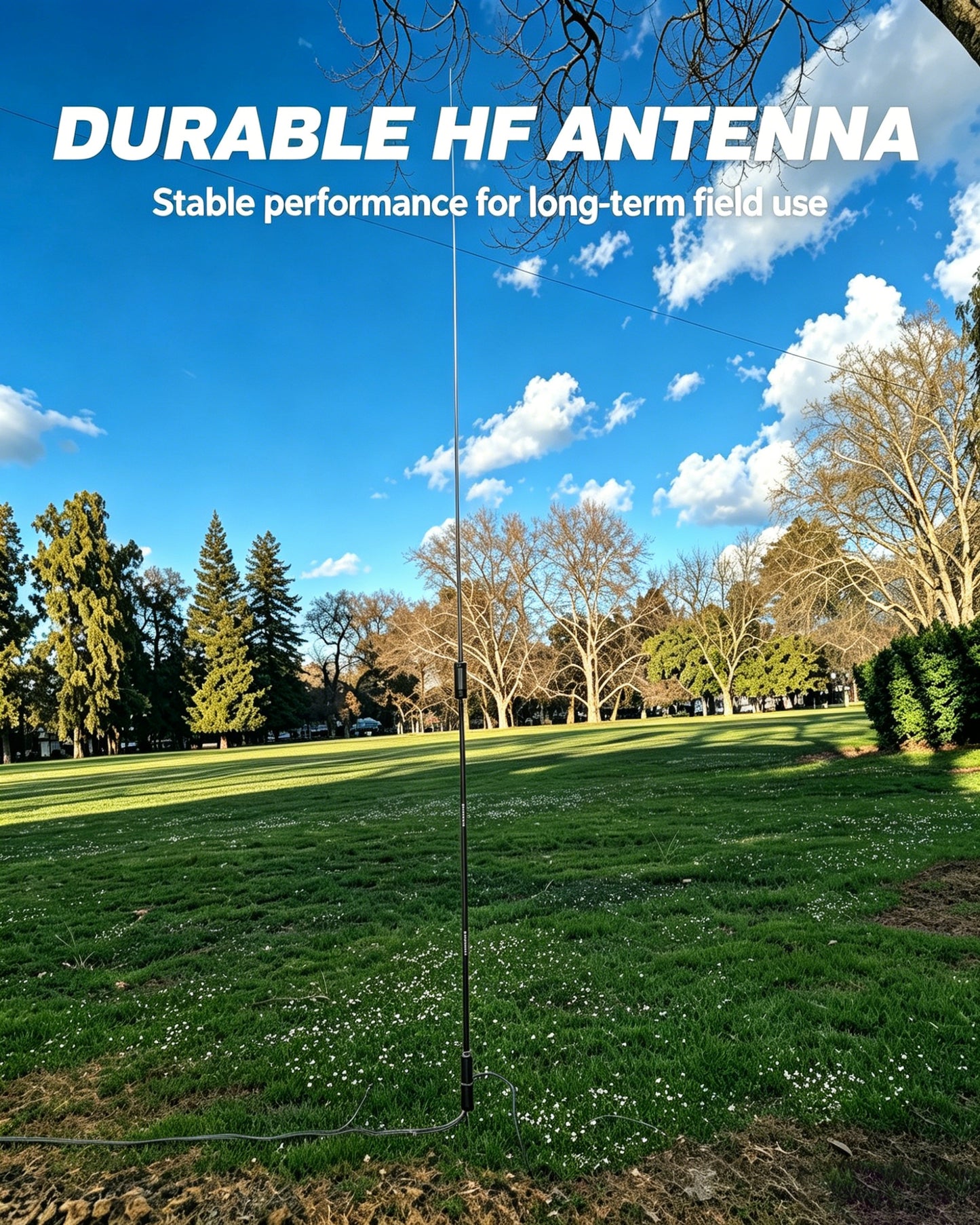 JPC-12 HF Antennas for Ham Radio 7-50MHz All Band HF Vertical Antenna with Low SWR 40m-6m 8 Bands Easy Setup for POTA/Field Day for Outdoor 4.1 Meter(13.5Ft)
