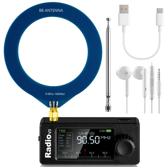 GOOZEEZOO Si4732-ESP32 V3 Mini Radio Pocket Shortwave Radio Receiver | Mode: AM/FM/LSB/USB Band: HF SW MW VHF All Band Radio Receiver | 800mAh Battery for Outdoor Adventures, Travel, and Daily Use （with Earphone)