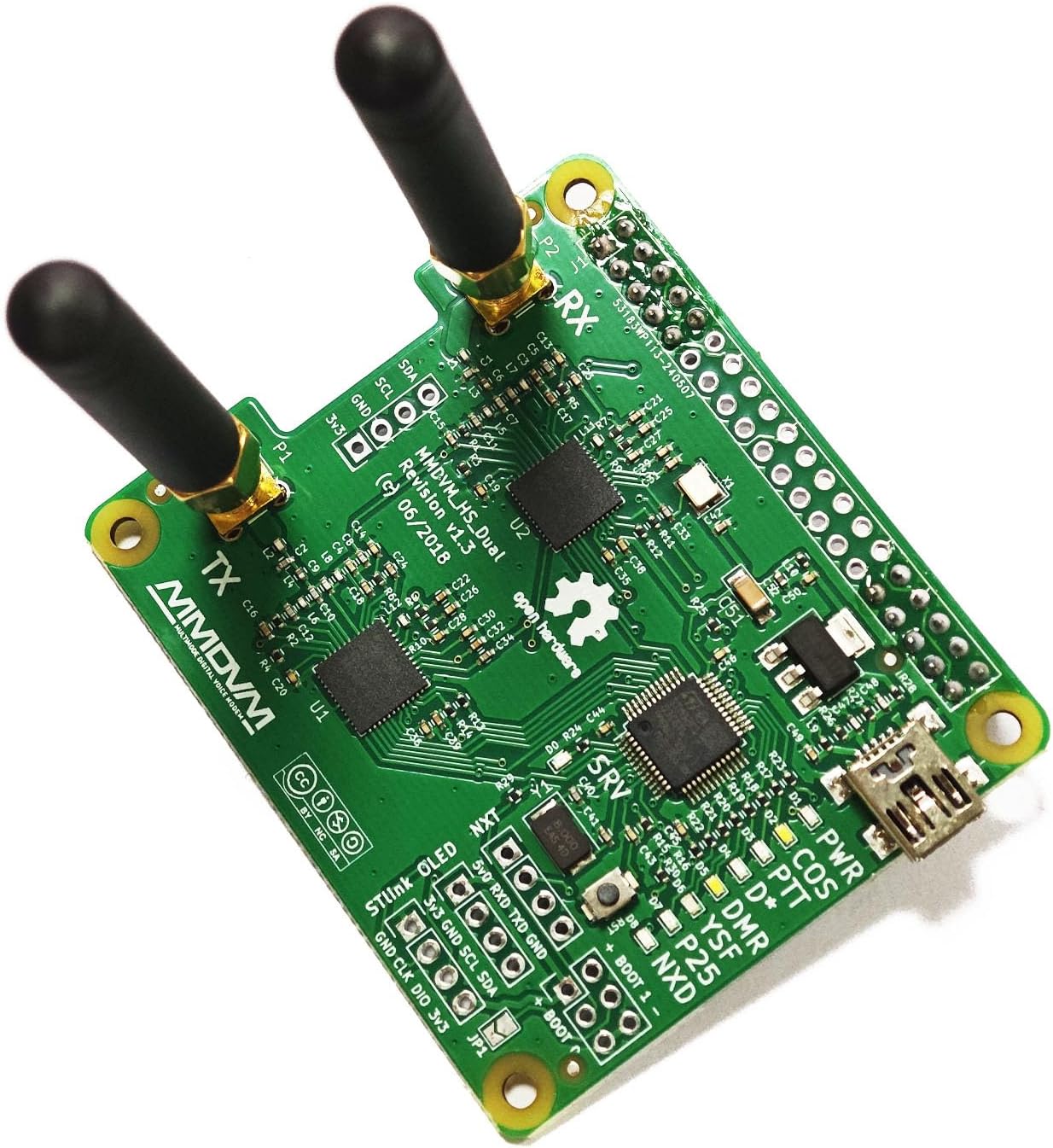 MMDVM Duplex Hotspot Module Dual Hat V1.5.2 Support P25 DMR YSF NXDN DMR Slot 1 + Slot 2 for Raspberry pi with USB Port (Without OLED)