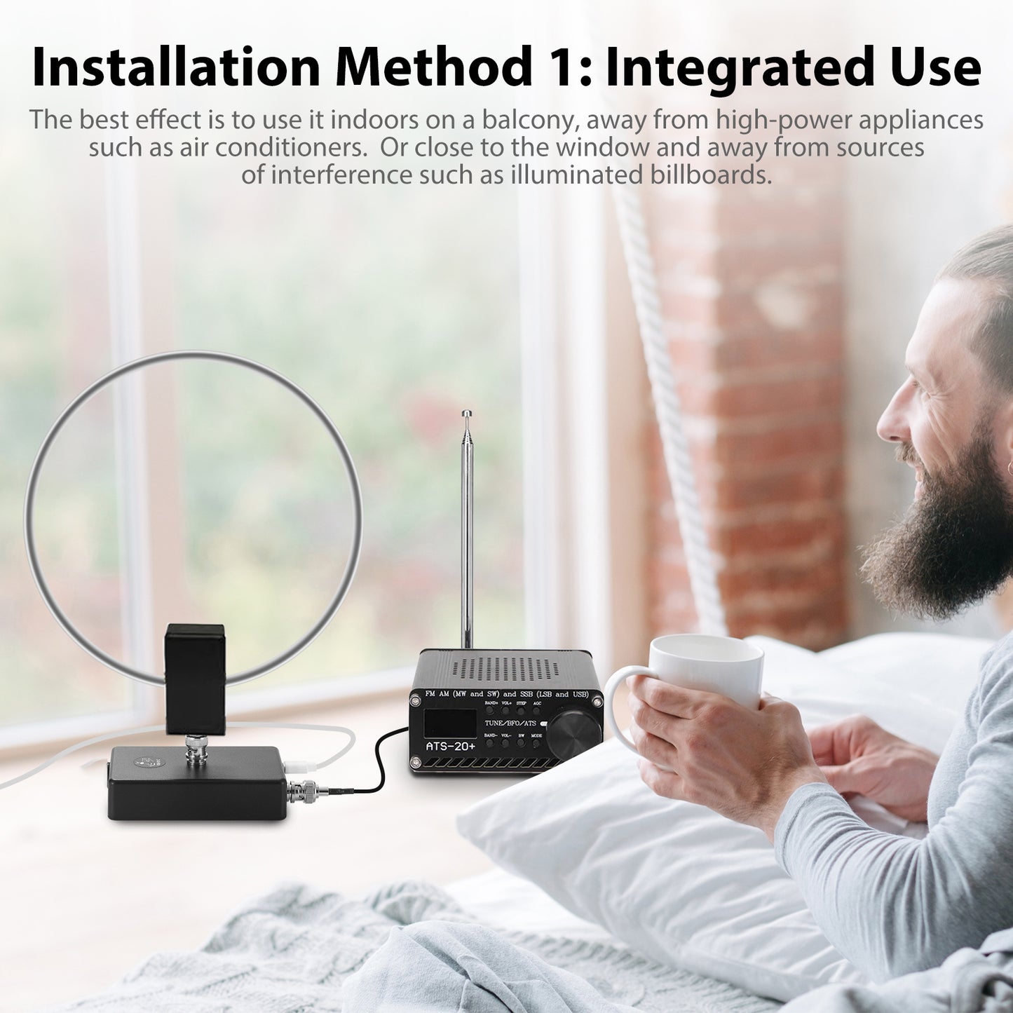 GA800 Loop Antenna, GOOZEEZOO Active Shortwave Radio Antenna with BNC Cable 10KHz-159MHz Portable Receiving HF Antenna for Ham Radio(Free of Tuning)