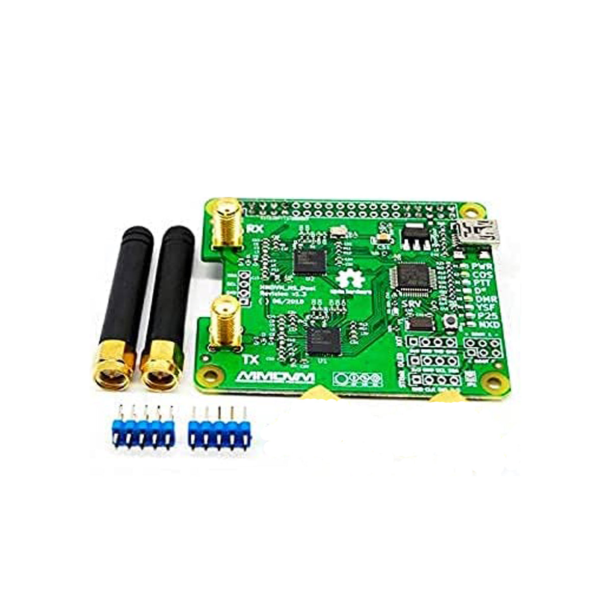 MMDVM Duplex Hotspot Module Dual Hat V1.5.2 Support P25 DMR YSF NXDN DMR Slot 1 + Slot 2 for Raspberry pi with USB Port (Without OLED)