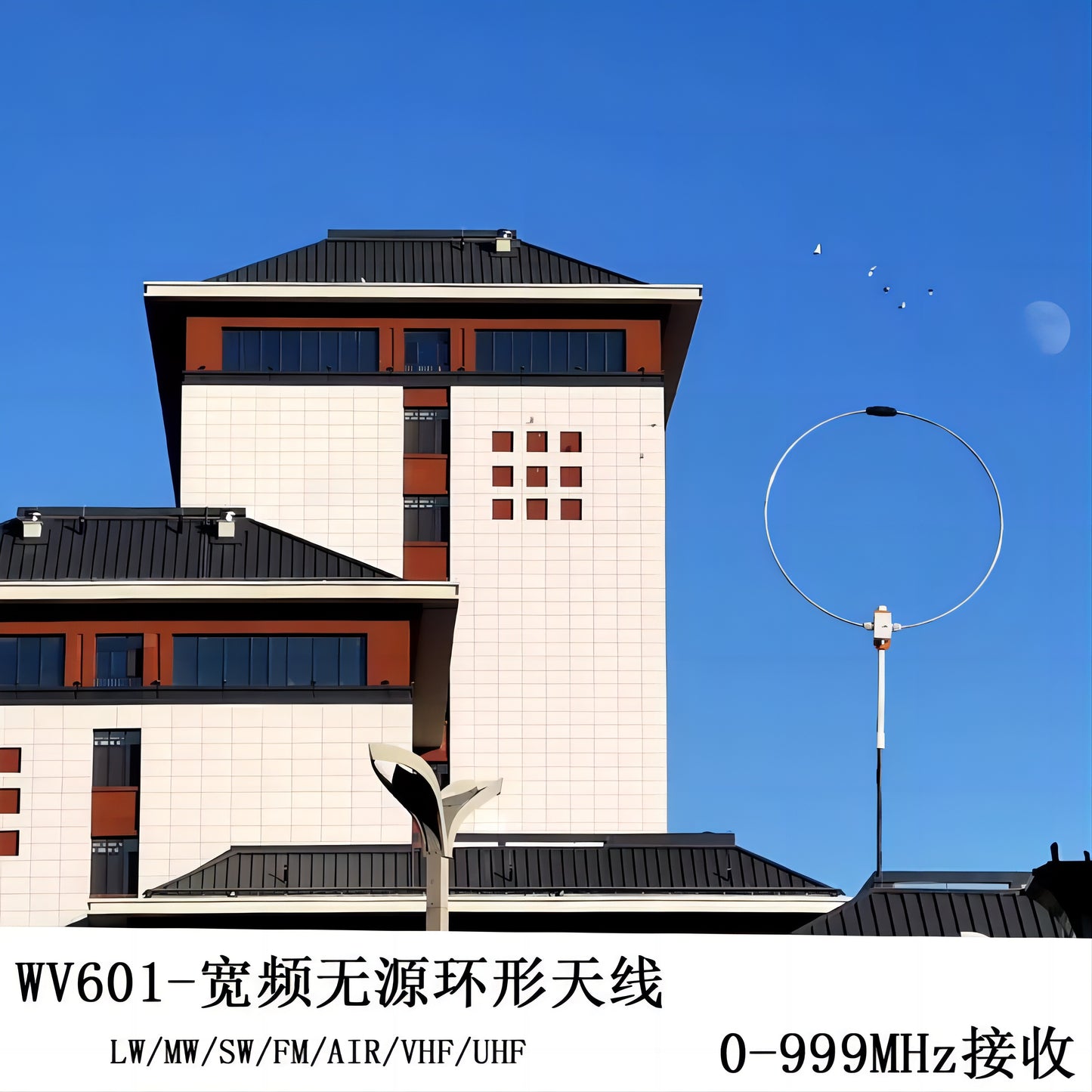 WV-601 Portable Shortwave Radio Loop Antenna 10KHz-999MHz All Band Radio Antenna LW/MW/SW/FM/AIR/VHF/UHF 20W Passive Receiving Antenna
