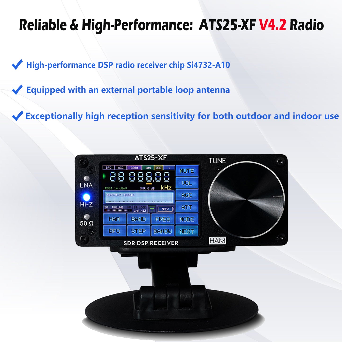 GOOZEEZOO 2025 Si4732-A10 ATS25-XF V4.2 Portable Shortwave Radio Receiver Adds CW, FT8, RTTY, PSK, Hell Decoding Function WiFi Function FM LW AM SSB RDS Full Band Radio Receiver with 2pcs Donut Antenna