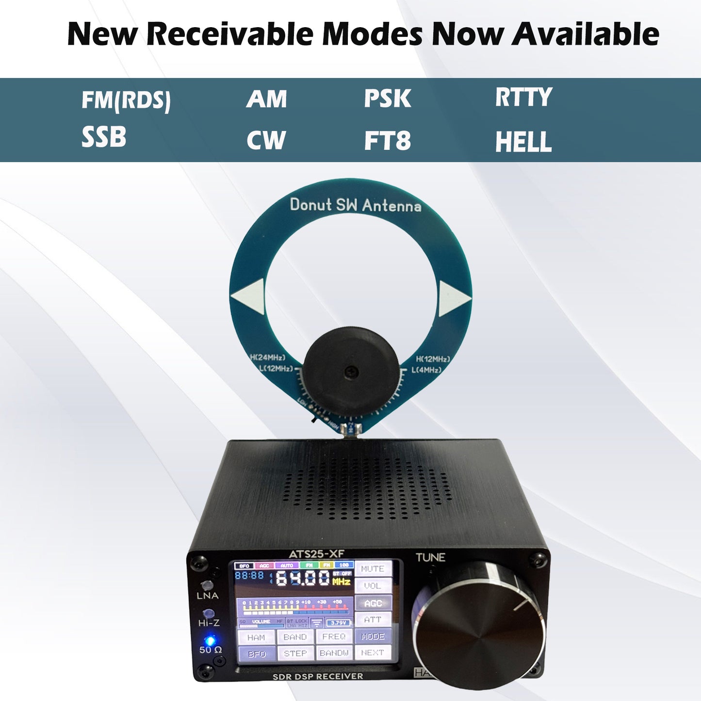 GOOZEEZOO 2025 Si4732-A10 ATS25-XF V4.2 Portable Shortwave Radio Receiver Adds CW, FT8, RTTY, PSK, Hell Decoding Function WiFi Function FM LW AM SSB RDS Full Band Radio Receiver with 2pcs Donut Antenna