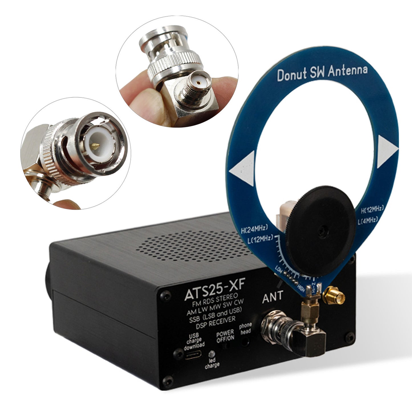 GOOZEEZOO 2025 Si4732-A10 ATS25-XF V4.2 Portable Shortwave Radio Receiver Adds CW, FT8, RTTY, PSK, Hell Decoding Function WiFi Function FM LW AM SSB RDS Full Band Radio Receiver with 2pcs Donut Antenna