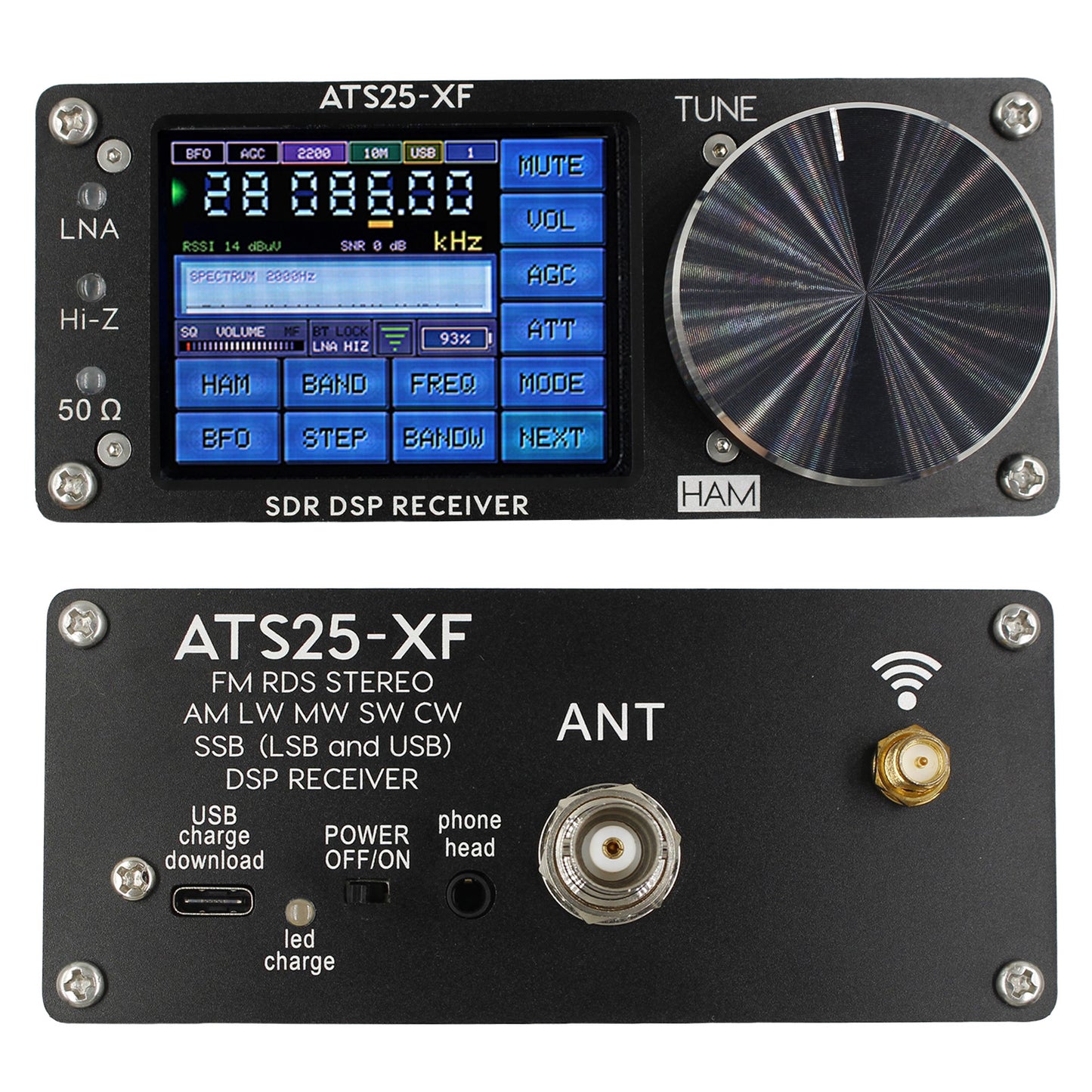 GOOZEEZOO 2025 Si4732-A10 ATS25-XF V4.2 Portable Shortwave Radio Receiver Adds CW, FT8, RTTY, PSK, Hell Decoding Function WiFi Function FM LW AM SSB RDS Full Band Radio Receiver with 2pcs Donut Antenna