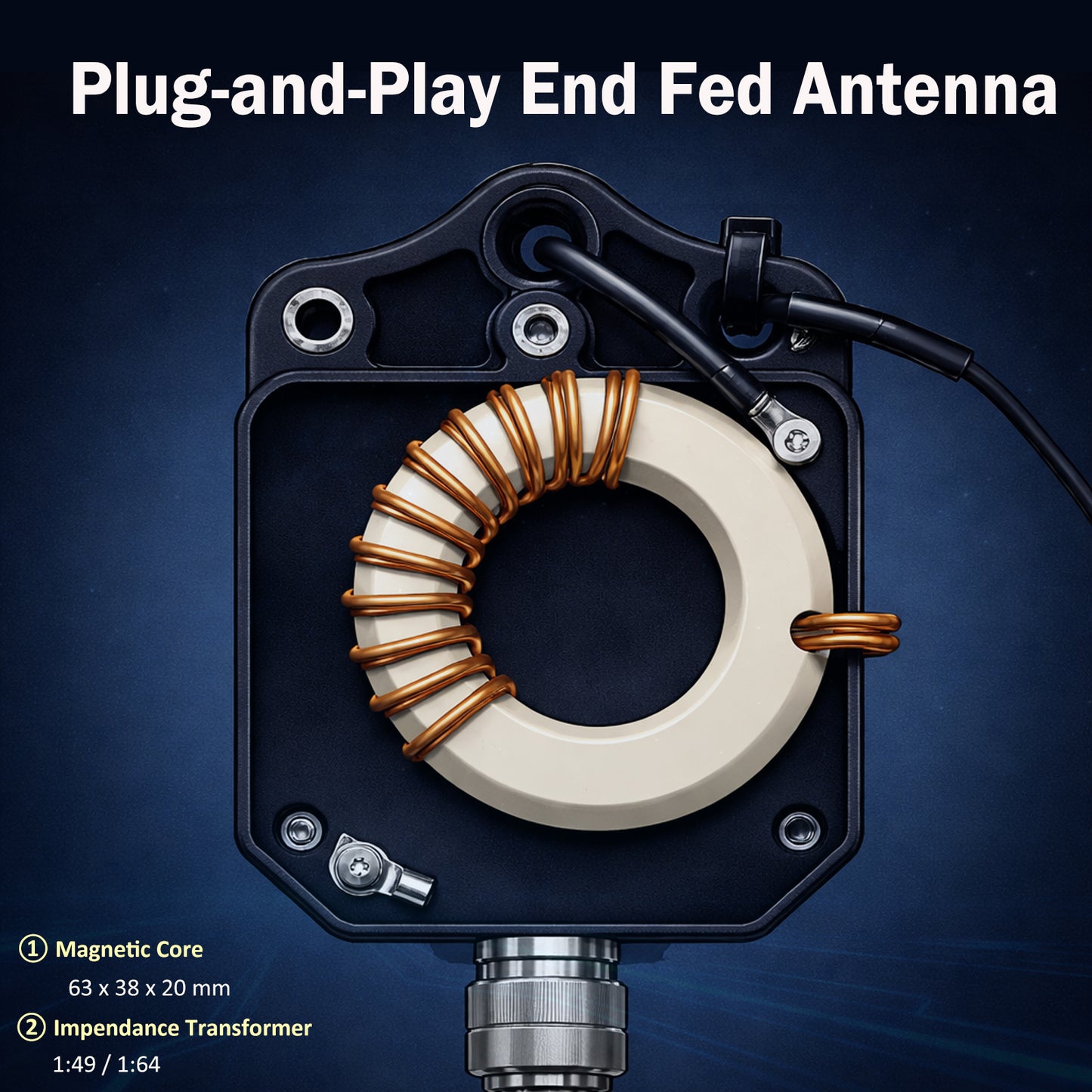 JYR4010-400W End Fed Half Wave Antenna 400W Shortwave Radio Antenna 4 Band 10m 15m 20m 40m Long Wire Antenna 1:64 Balun No Tuning