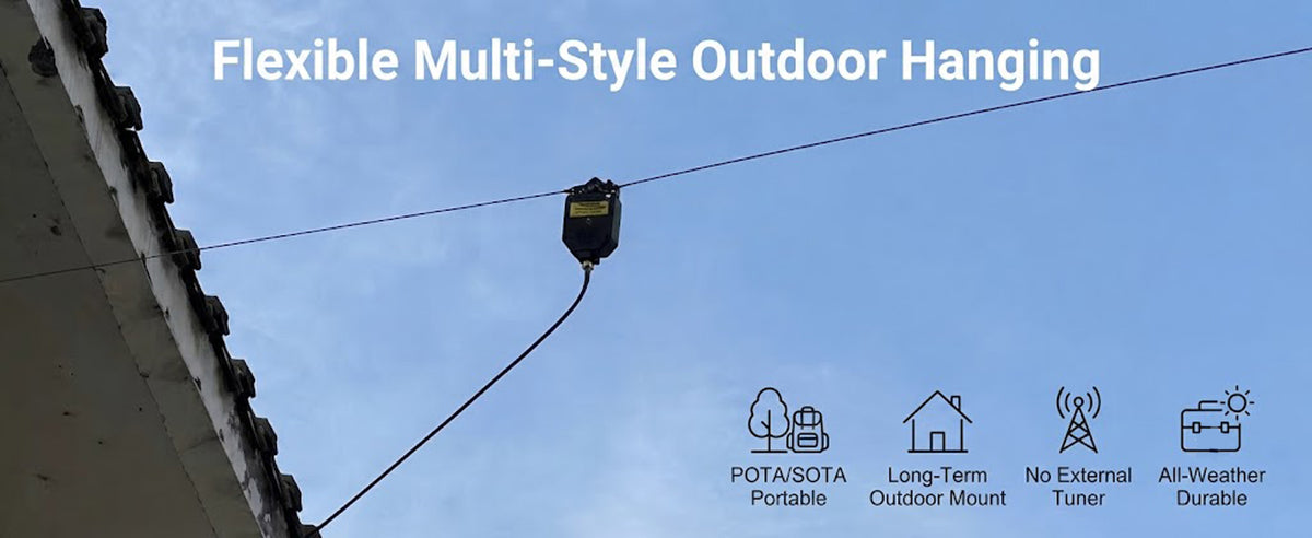 JYR8010-150W End Fed Half Wave Antenna, 150W Shortwave Radio Antenna, 8 Band 10m 12m 15m 17m 20m 30m 40m 80m Long Wire Antenna, 1:64 Balun No Tuning