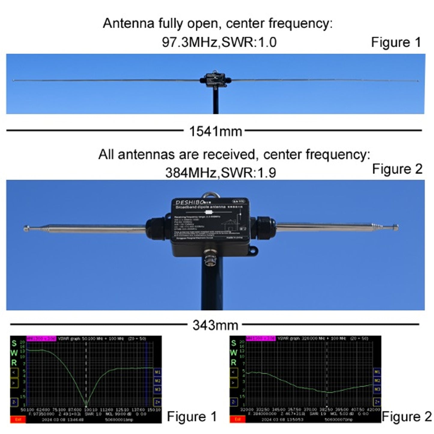 GA506 Portable Shortwave Radio Antenna, GOOZEEZOO Full Band Dipole Antenna Receiving: 2.3-899MHz Transmission: 90-450MHz SW/FM/AIR/UV/DTMB Outdoor Antenna for ham Radio