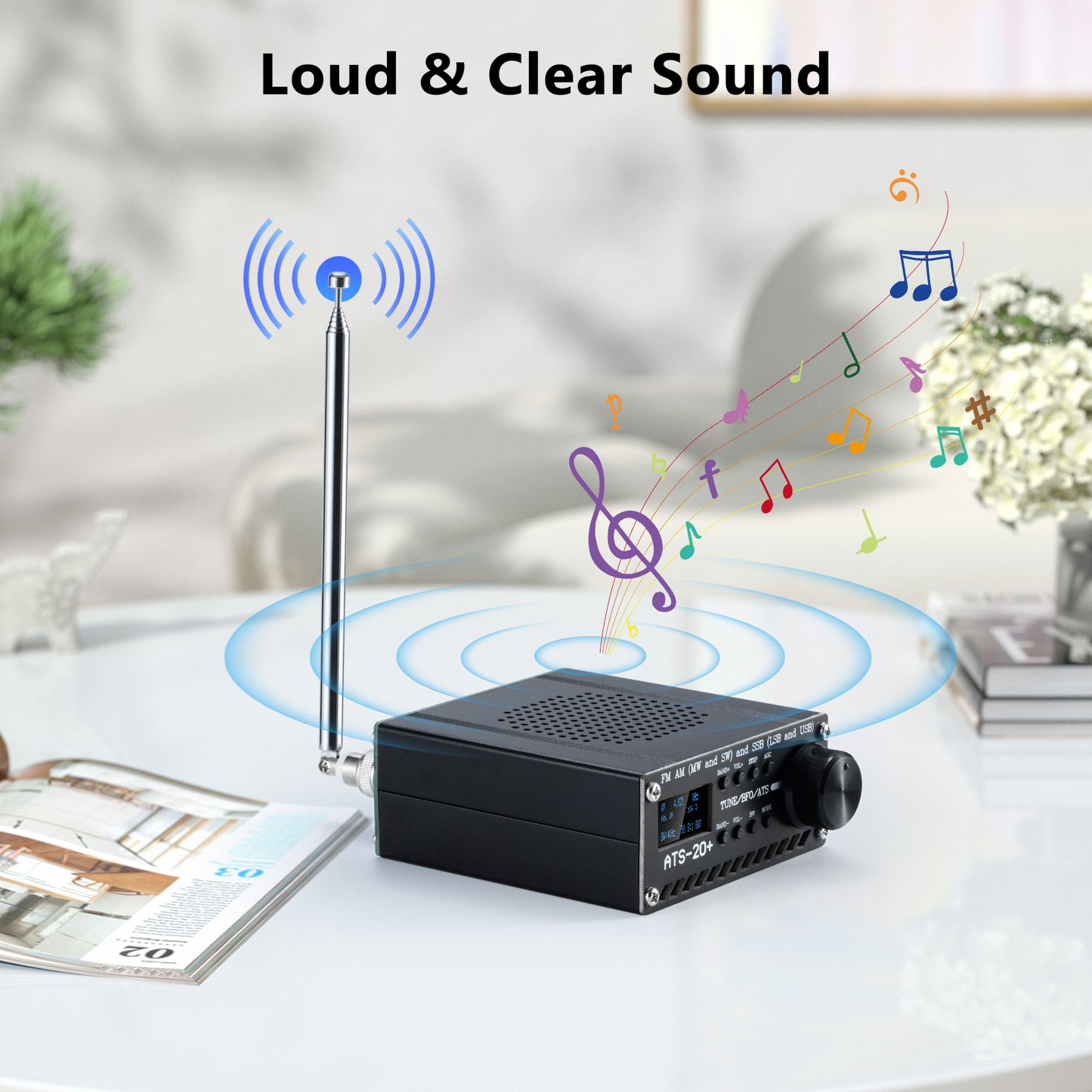 Si4732 ATS-20+ Portable Shortwave Radio Receiver, GOOZEEZOO FM AM (MW SW) LW SSB (LSB USB) Full Band Radio Receiver, Big Speaker & Best Reception