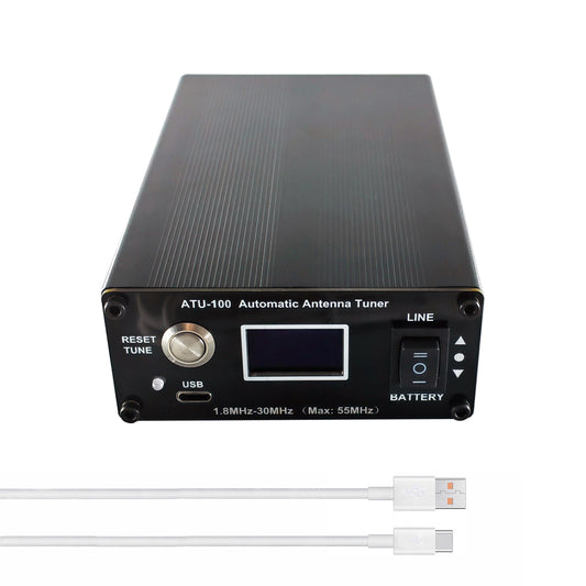 ATU-100 EXT Antenna Tuner for Ham Radio, GOOZEEZOO V3.2 1.8-55MHz Automatic Antenna Tuner for Ham Radio Enthusiasts, Low SWR on All Bands Great for POTA/SOTA/DX (5000mAh Battery)