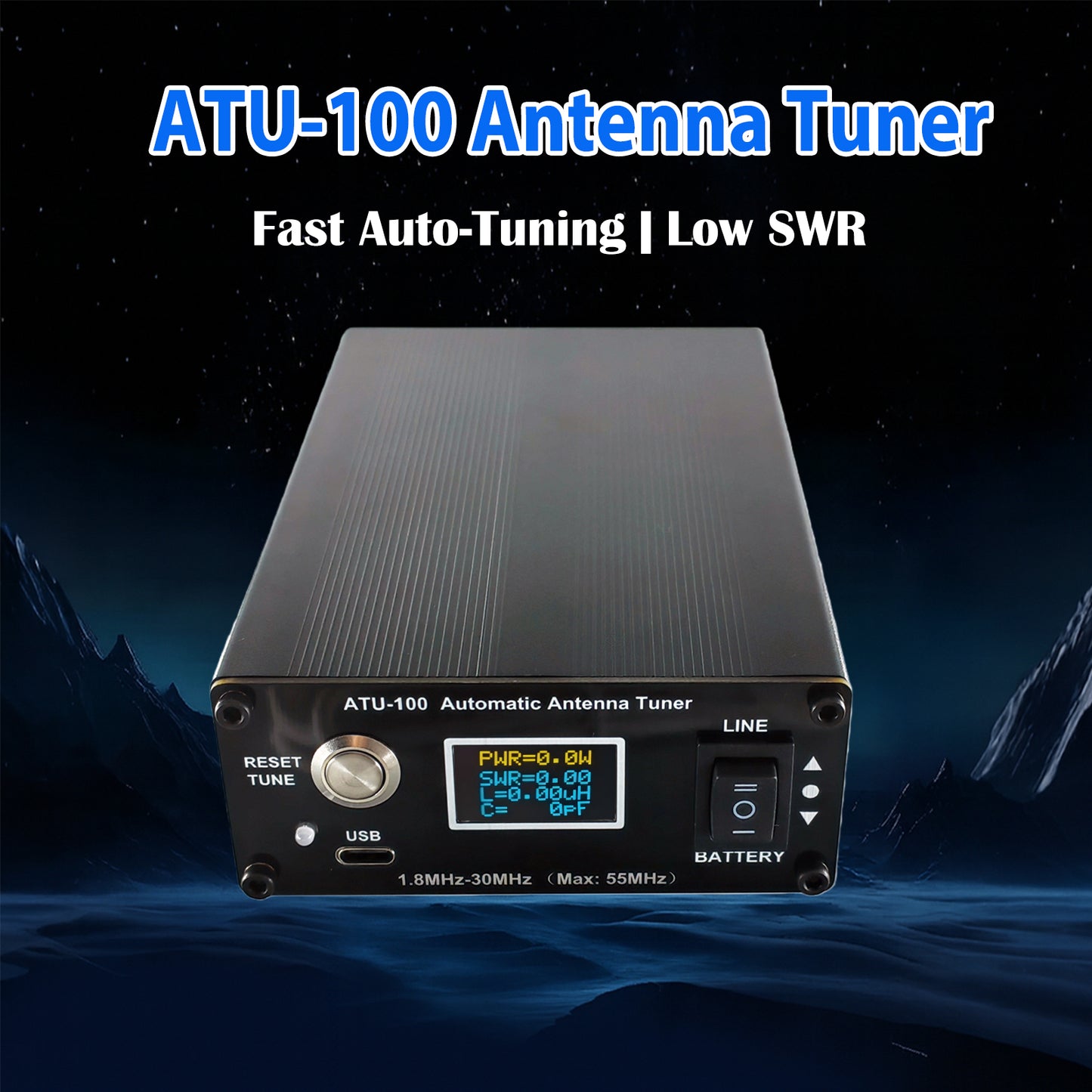 ATU-100 EXT Antenna Tuner for Ham Radio, GOOZEEZOO V3.2 1.8-55MHz Automatic Antenna Tuner for Ham Radio Enthusiasts, Low SWR on All Bands Great for POTA/SOTA/DX (5000mAh Battery)