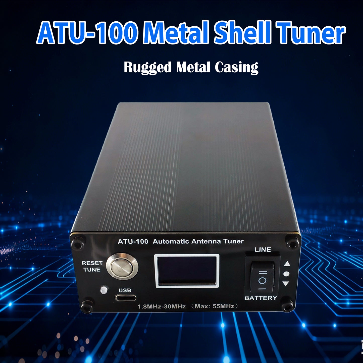 ATU-100 EXT Antenna Tuner for Ham Radio, GOOZEEZOO V3.2 1.8-55MHz Automatic Antenna Tuner for Ham Radio Enthusiasts, Low SWR on All Bands Great for POTA/SOTA/DX (5000mAh Battery)