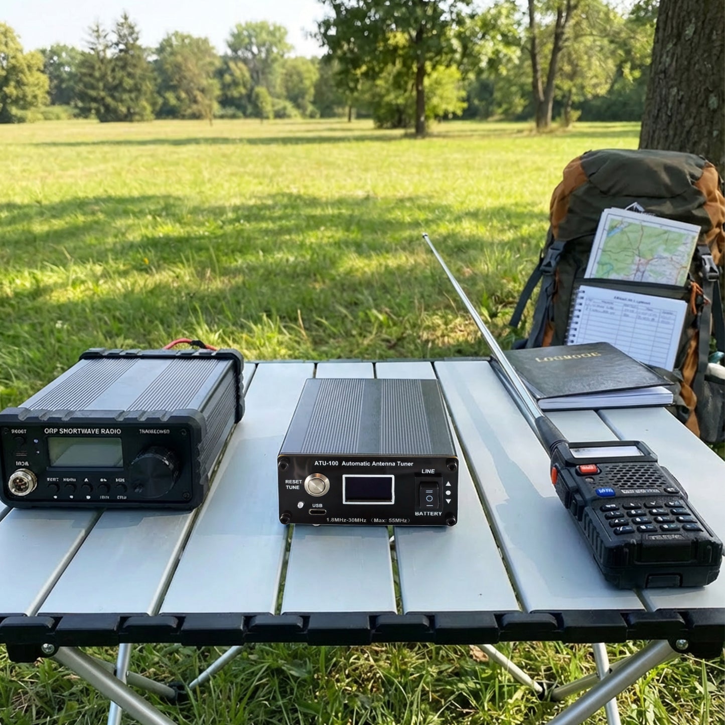 ATU-100 EXT Antenna Tuner for Ham Radio, GOOZEEZOO V3.2 1.8-55MHz Automatic Antenna Tuner for Ham Radio Enthusiasts, Low SWR on All Bands Great for POTA/SOTA/DX (5000mAh Battery)