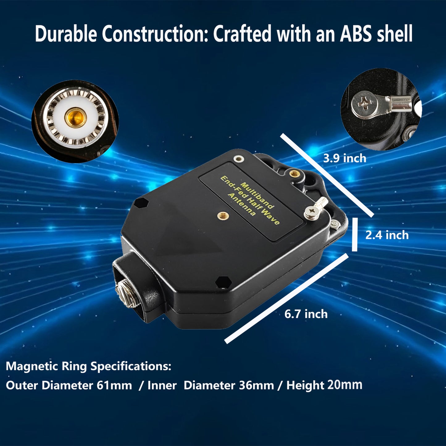Upgraded 150W HF End Fed Antenna, 1-30MHz CW FM AM FT4 FT8 SSB End Fed Half Wave Radio Antenna 4 Band 8 Band for Outdoor 1:64 1:49