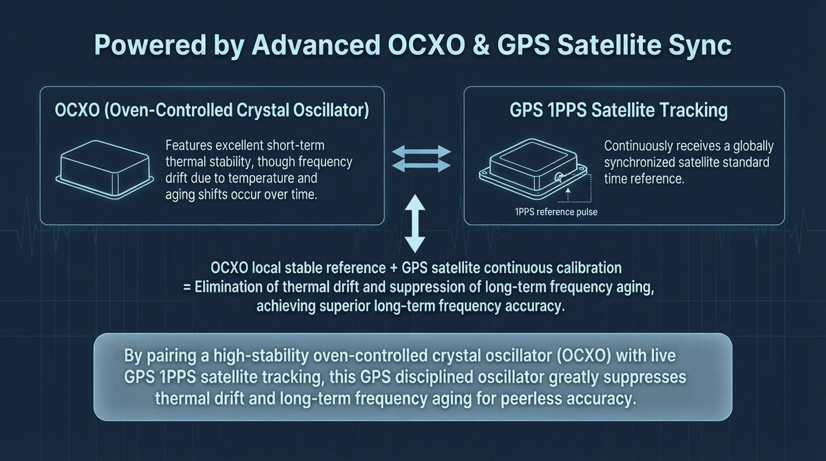 GPSDO Disciplined Oscillator, NEO-6M, ±0.001Hz High Precision ±0.001Hz High Precision, 10MHz Square Wave Real-time Data Monitoring, Compact GPSDO(Without Power Supply)