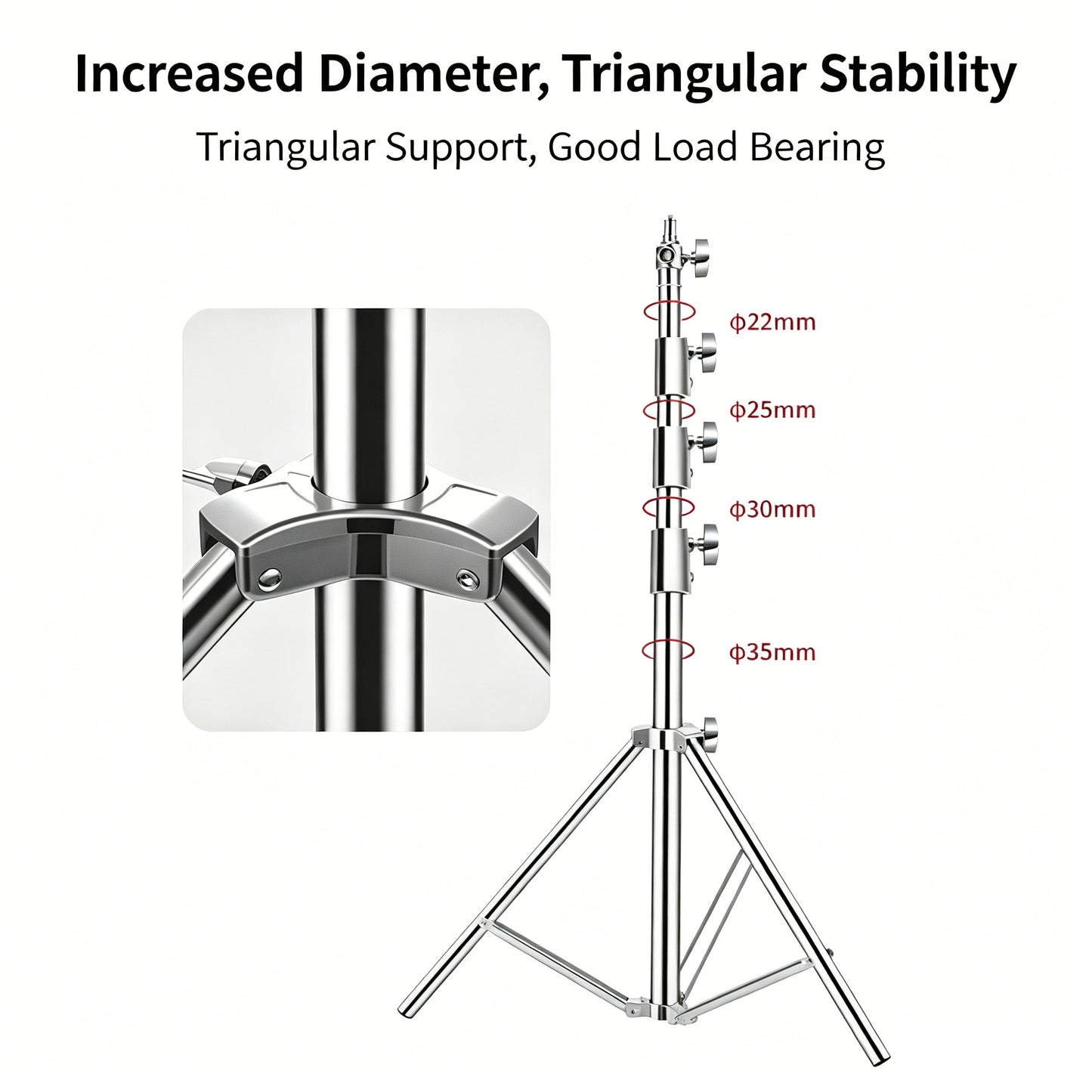 4M(13Ft) Stainless Steel Antenna Tripod Stand, Air Cushioned Corrosion-resistant Stainless Steel, Air Cushion Buffer, 1/4''&3/8'' Thread Adapter, Wind-resistant, Multi-scene POTA/Field