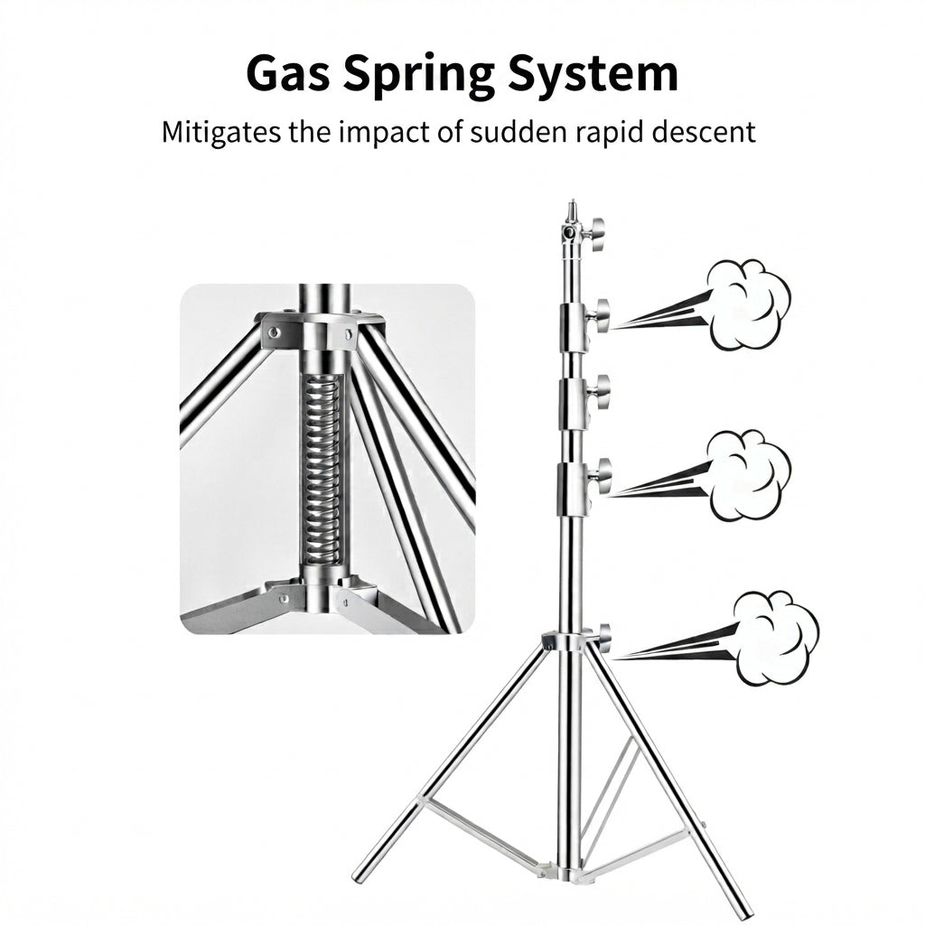 4M(13Ft) Stainless Steel Antenna Tripod Stand, Air Cushioned Corrosion-resistant Stainless Steel, Air Cushion Buffer, 1/4''&3/8'' Thread Adapter, Wind-resistant, Multi-scene POTA/Field