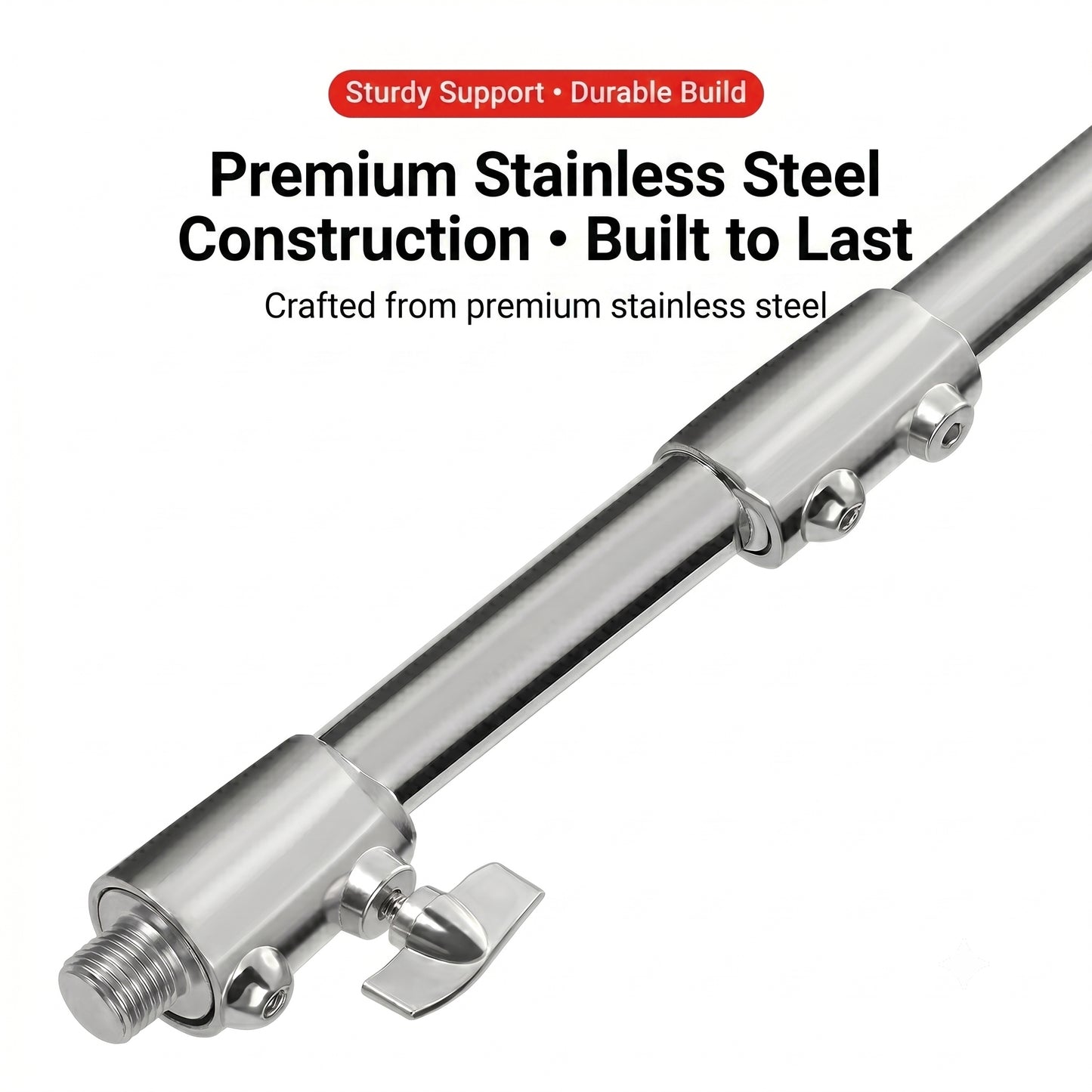 4M(13Ft) Stainless Steel Antenna Tripod Stand, Air Cushioned Corrosion-resistant Stainless Steel, Air Cushion Buffer, 1/4''&3/8'' Thread Adapter, Wind-resistant, Multi-scene POTA/Field