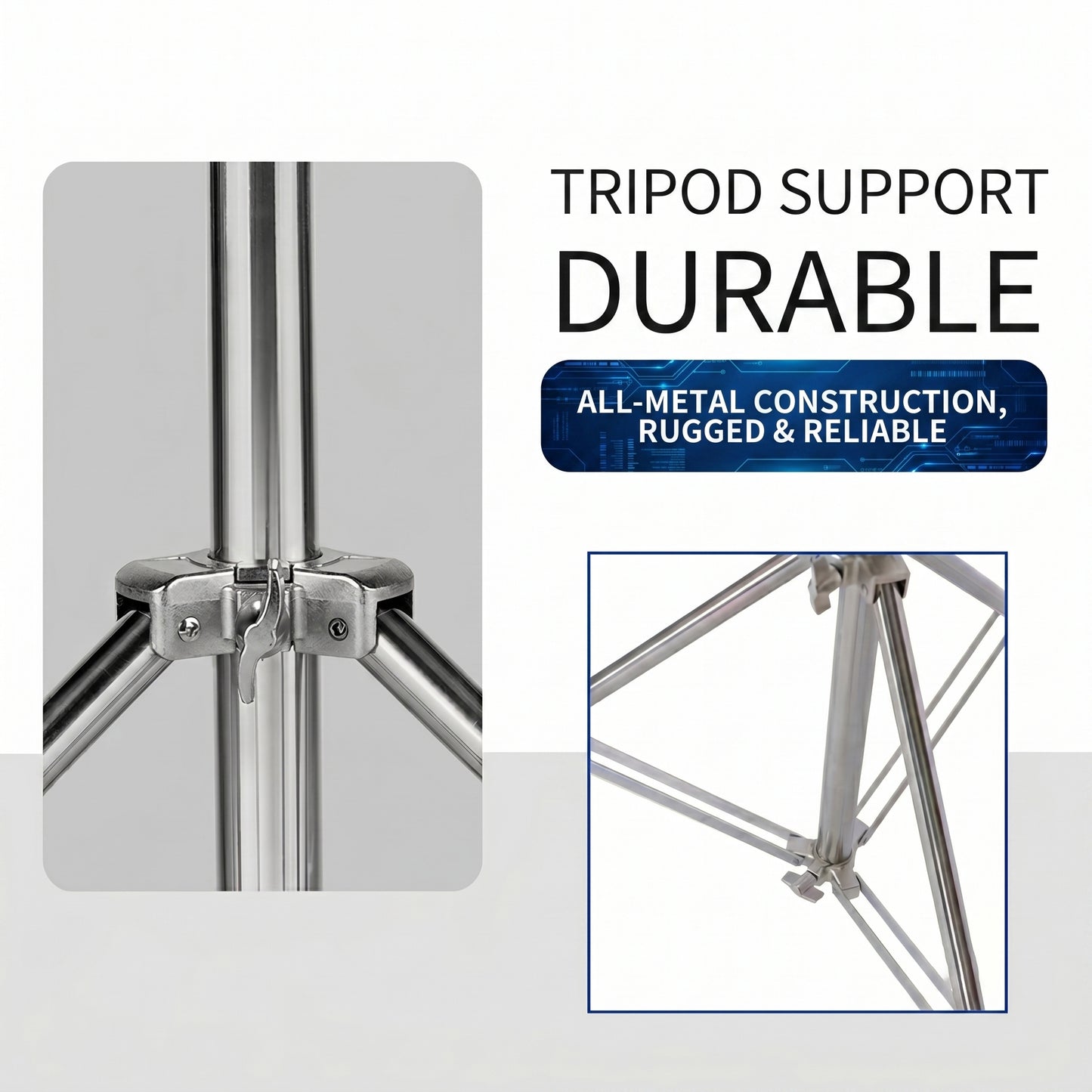 4M(13Ft) Stainless Steel Antenna Tripod Stand, Air Cushioned Corrosion-resistant Stainless Steel, Air Cushion Buffer, 1/4''&3/8'' Thread Adapter, Wind-resistant, Multi-scene POTA/Field