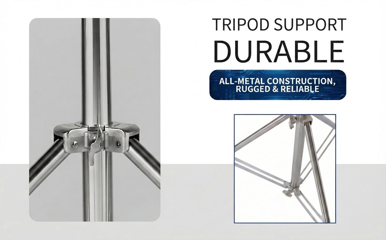 4M(13Ft) Stainless Steel Antenna Tripod Stand, Air Cushioned Corrosion-resistant Stainless Steel, Air Cushion Buffer, 1/4''&3/8'' Thread Adapter, Wind-resistant, Multi-scene POTA/Field